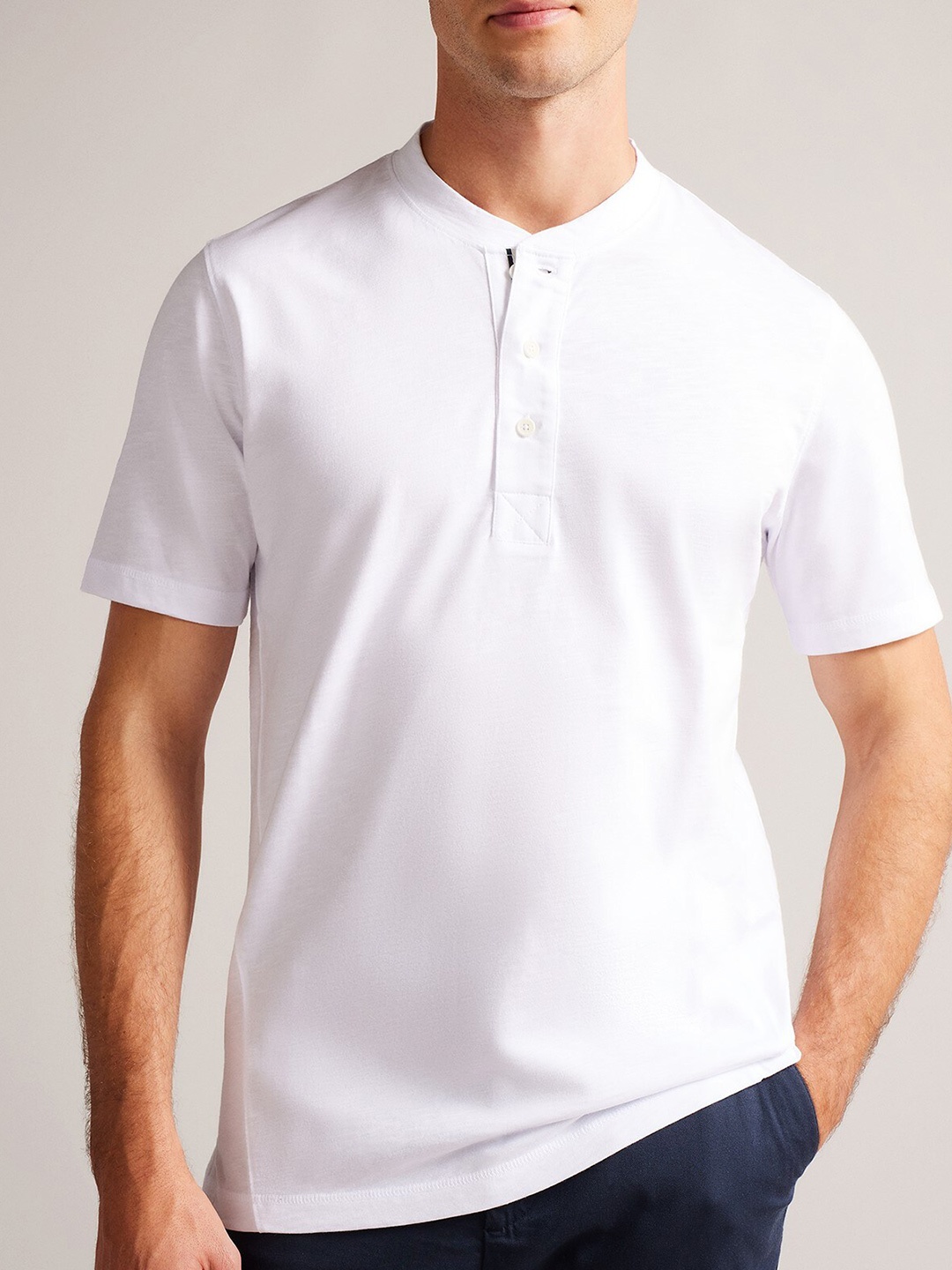 

Ted Baker Henley Neck Pure Cotton T-shirt, White