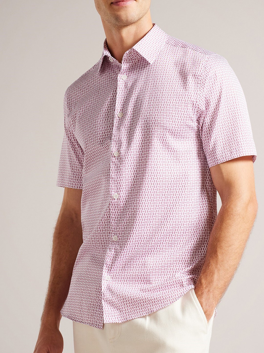 

Ted Baker Geometric Printed Cotton Casual Shirt, Pink