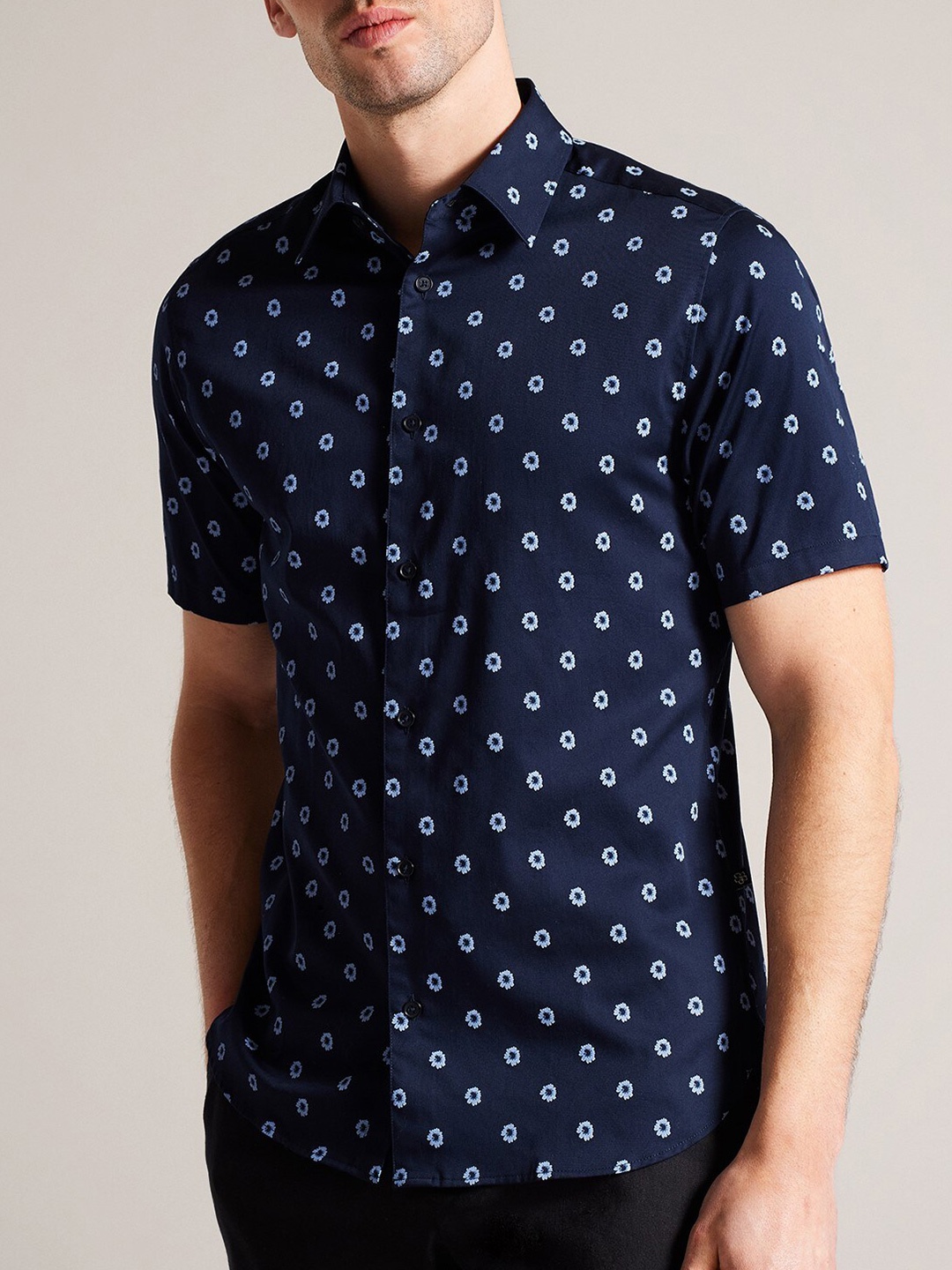 

Ted Baker Floral Printed Cotton Casual Shirt, Navy blue