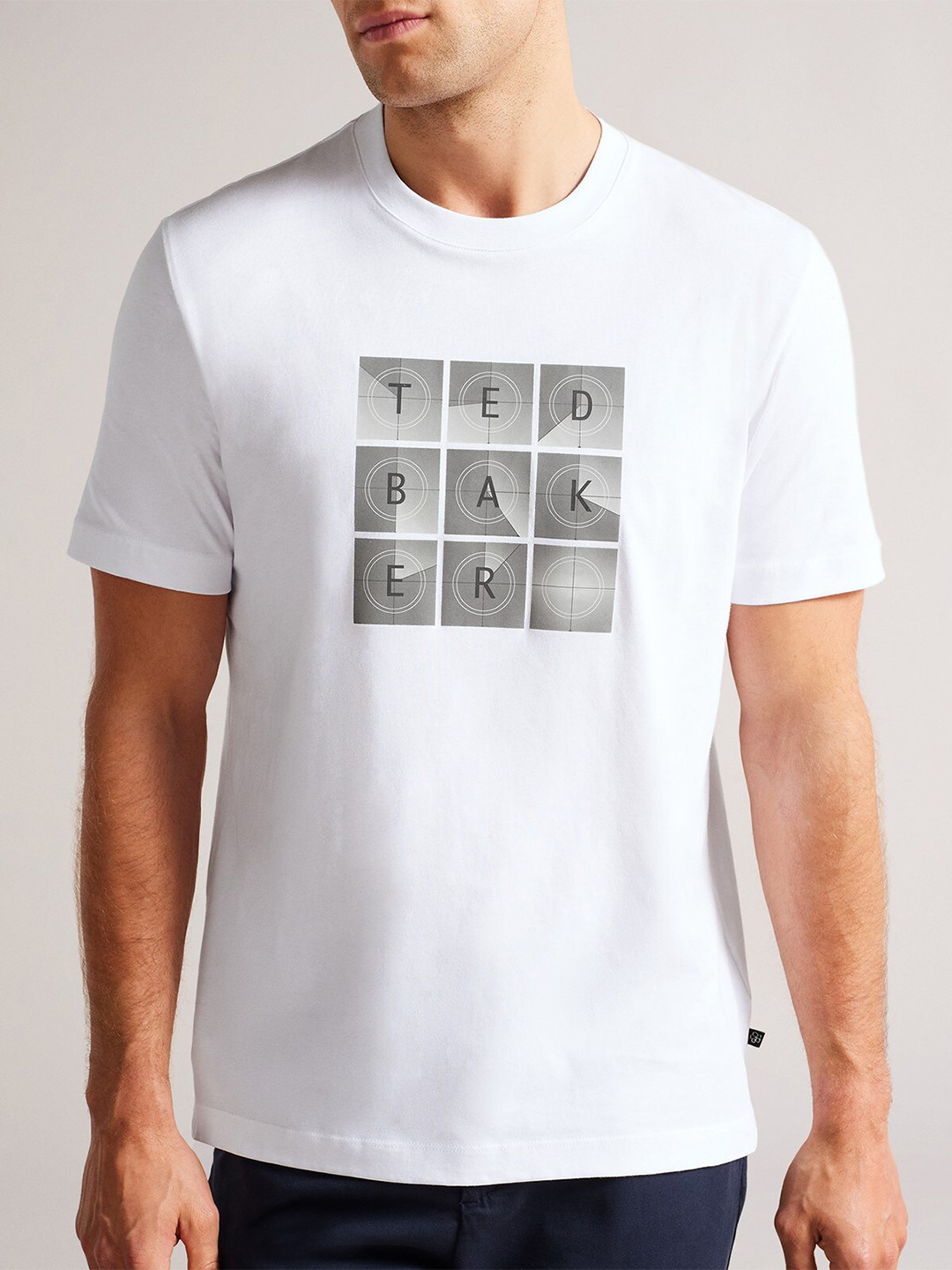 

Ted Baker Graphic Printed Round Neck Pure Cotton T-shirt, White