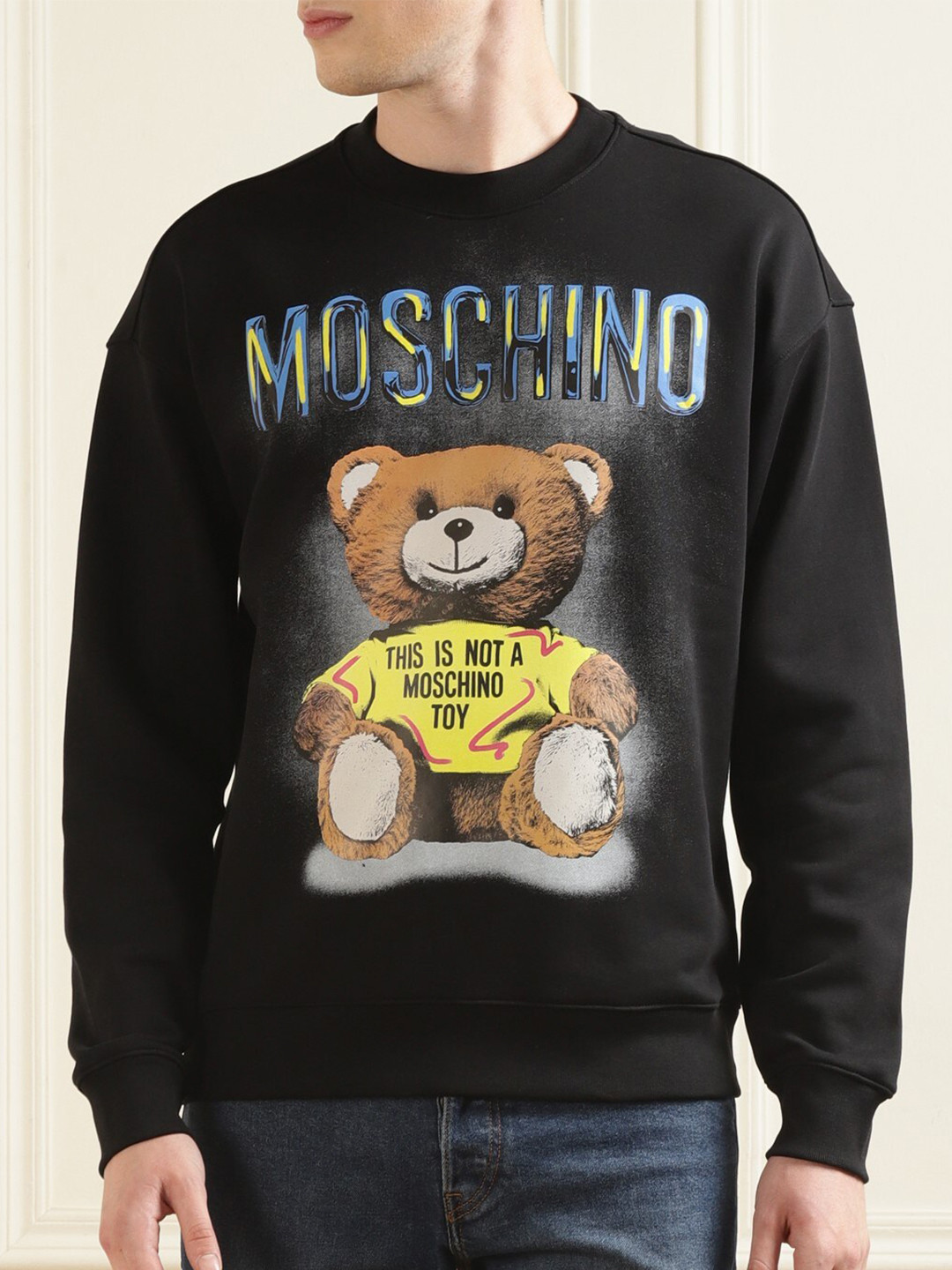 

MOSCHINO COUTURE Graphic Printed Cotton Sweatshirt, Black