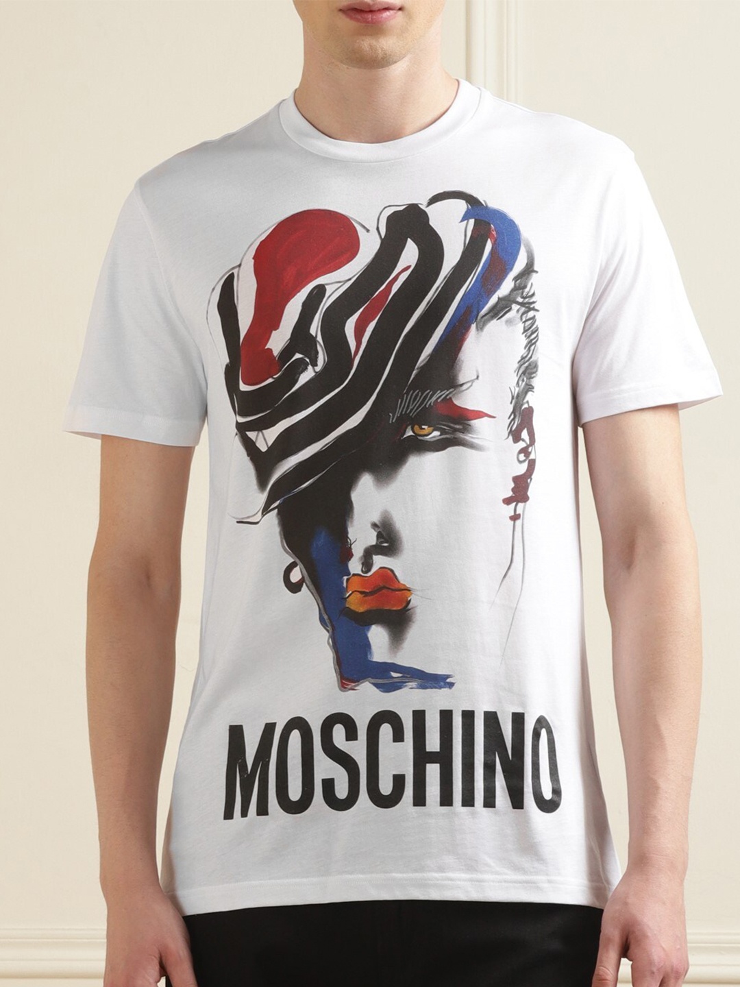 

MOSCHINO COUTURE Graphic Printed Pure Cotton T-Shirt, White