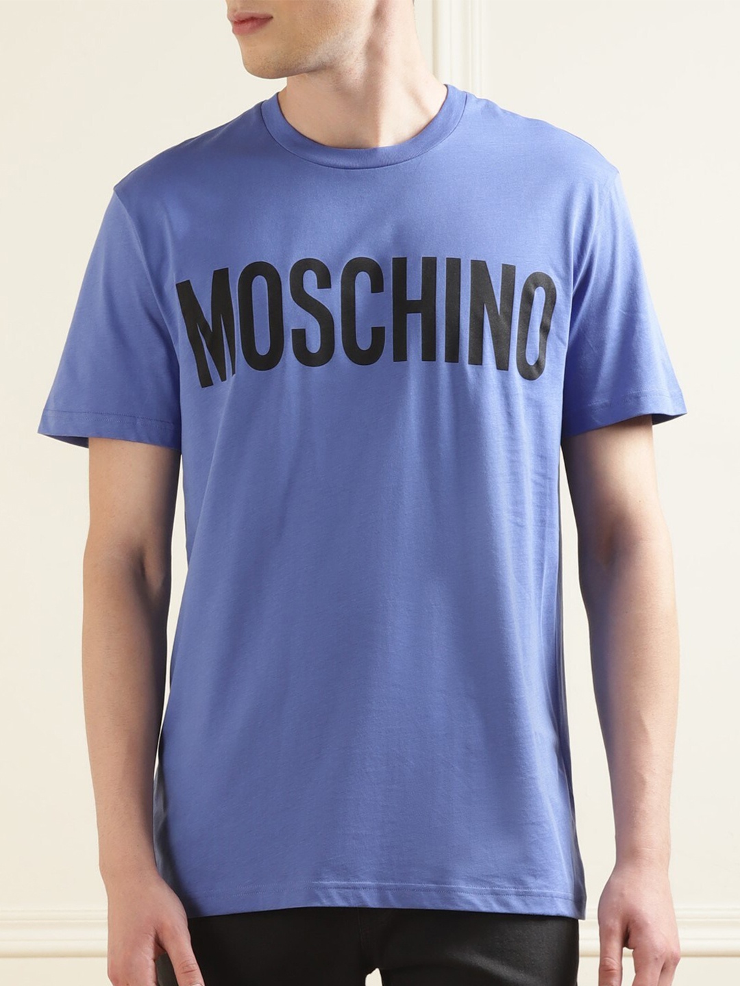 

MOSCHINO COUTURE Typography Printed Pure Cotton T-Shirt, Blue