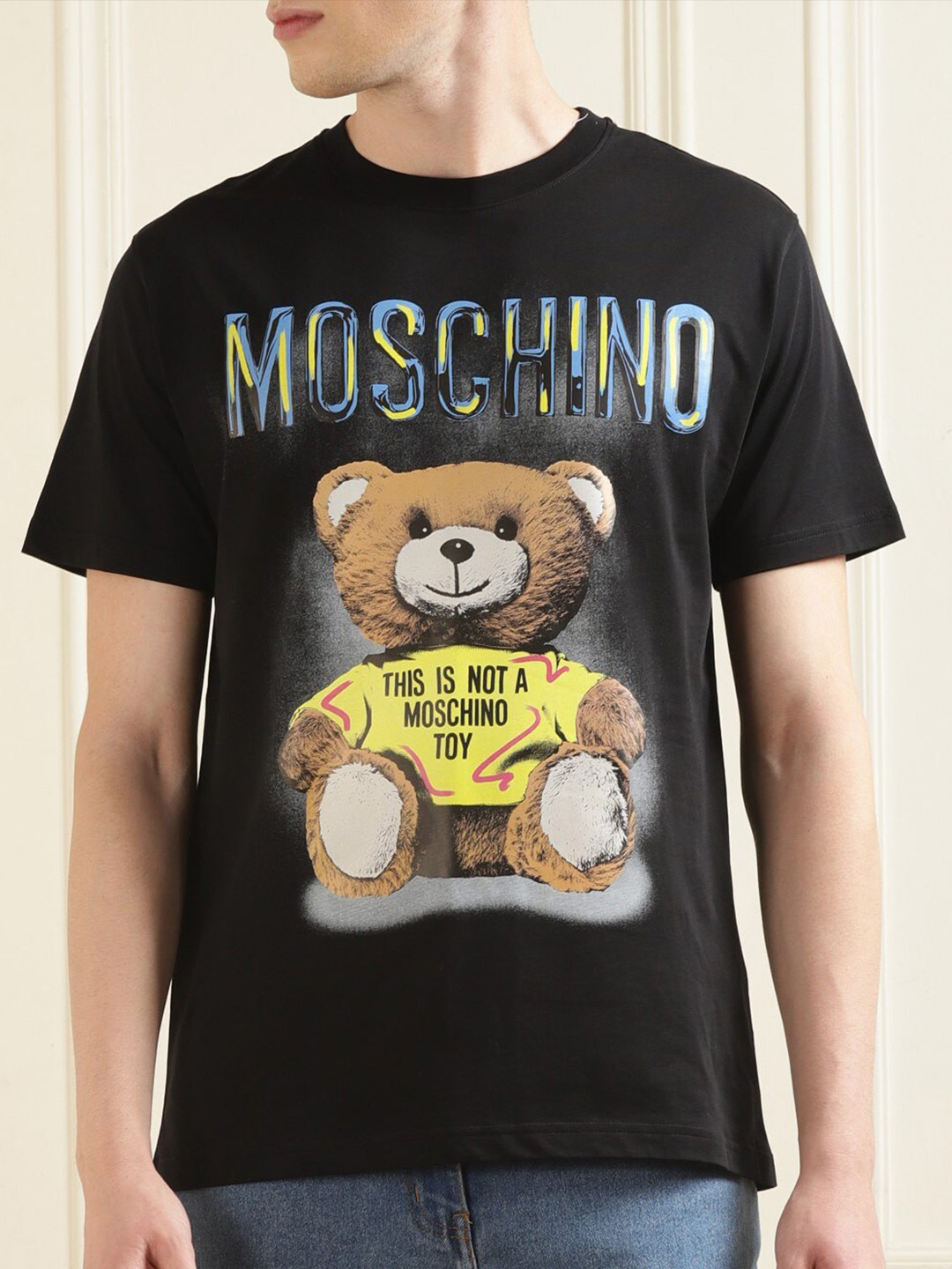 

MOSCHINO COUTURE Graphic Printed Pure Cotton T-shirt, Black