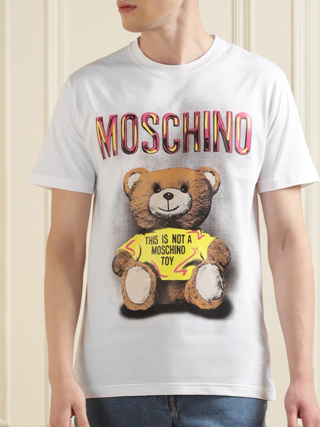 

MOSCHINO COUTURE Teddy Printed Pure Cotton T-shirt, White