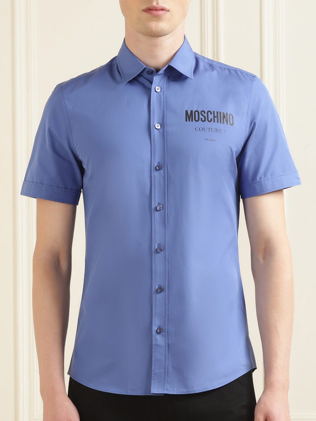 

MOSCHINO COUTURE Opaque Cotton Casual Shirt, Blue