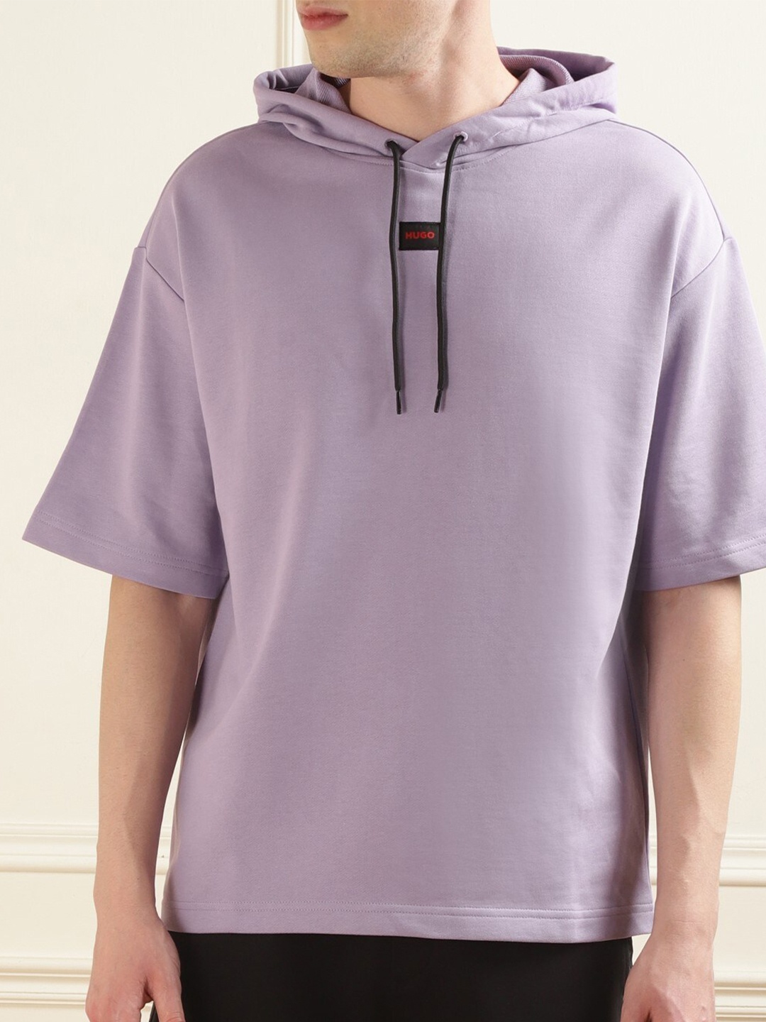 

HUGO Hooded Neck Cotton Sweatshirt, Purple