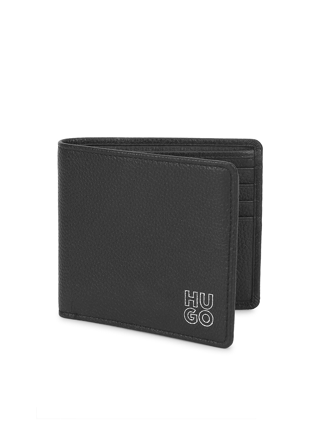 

HUGO Men Textured Leather Two Fold Wallet, Black