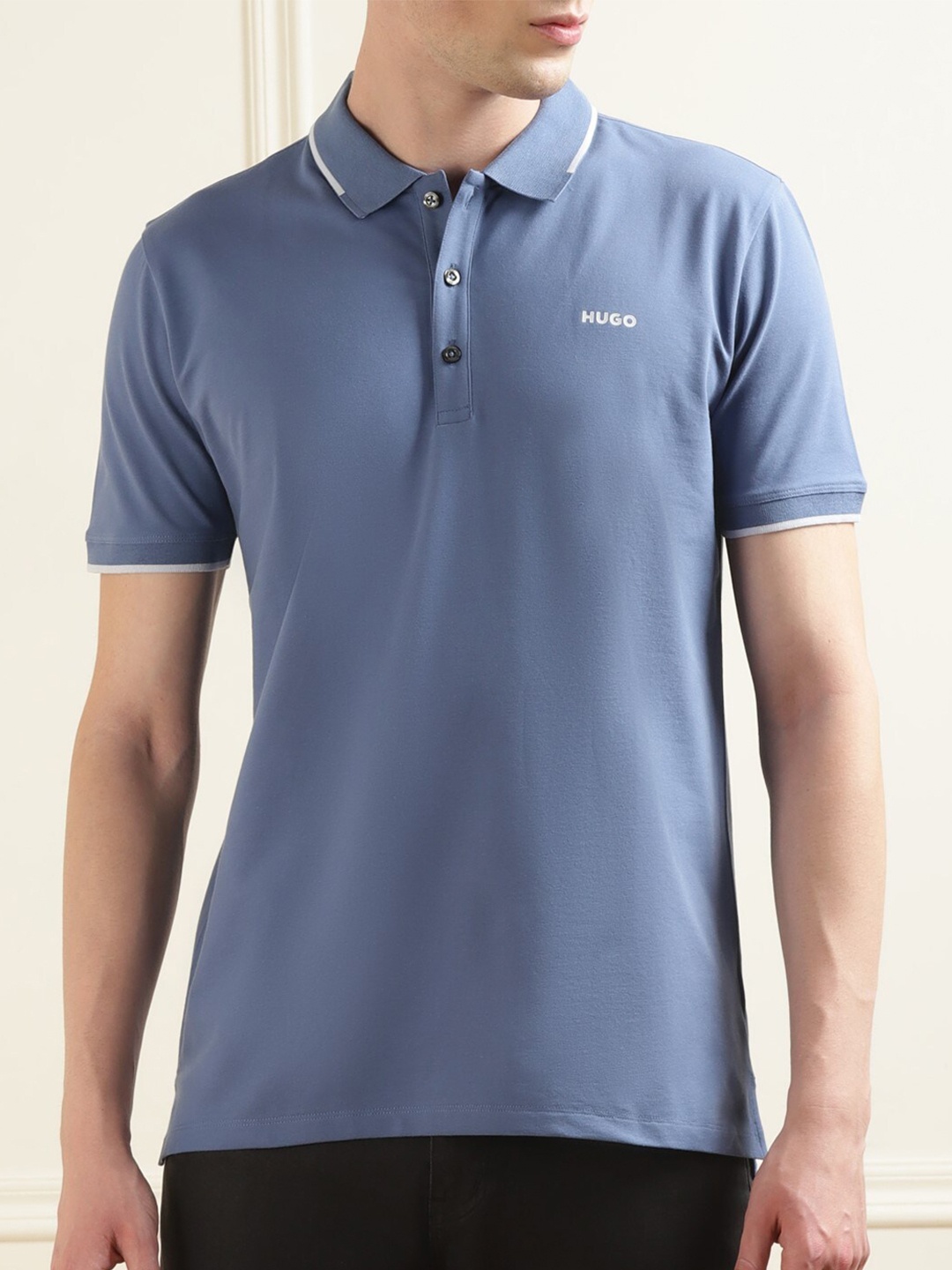 

HUGO Polo Collar Cotton T-Shirt, Blue