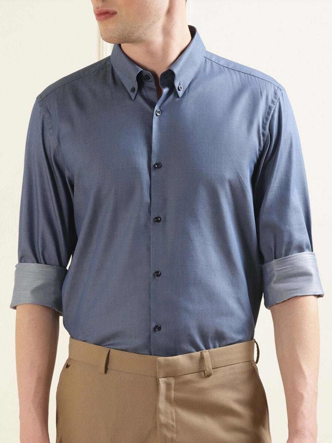 

HUGO Button-Down Collar Opaque Formal Cotton Shirt, Blue