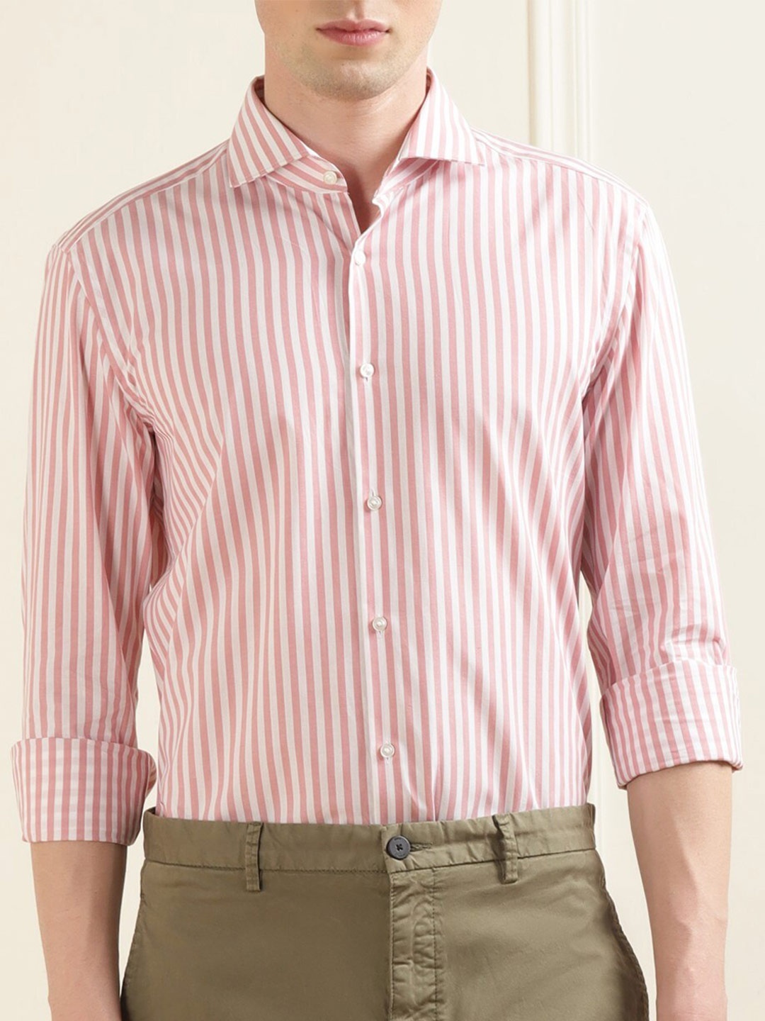

HUGO Striped Opaque Cotton Casual Shirt, Pink