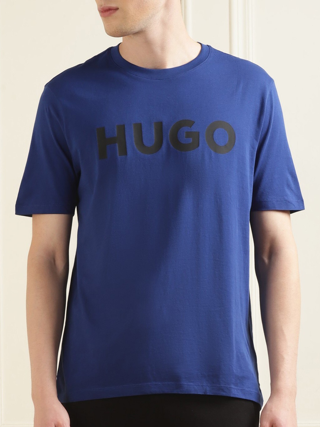 

HUGO Typography Printed Pure Cotton T-Shirt, Blue