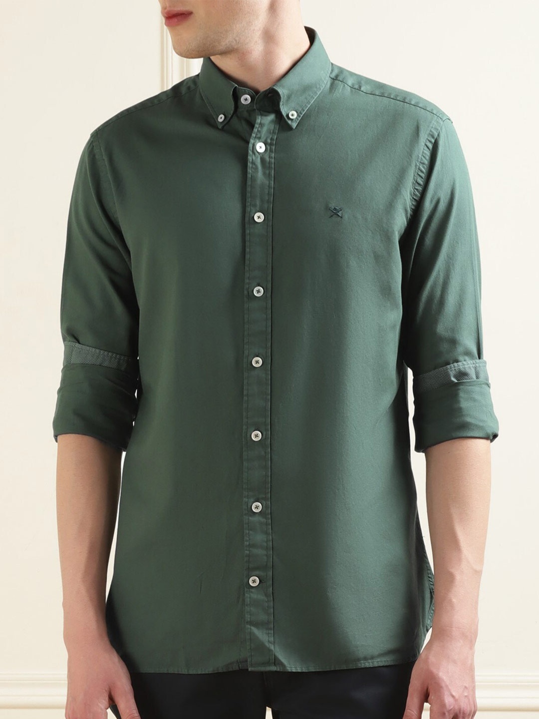 

HACKETT LONDON Button-Down Collar Cotton Casual Shirt, Green