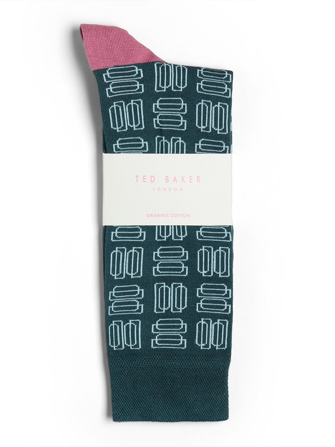 

Ted Baker Men Patterned Cotton Above Ankle-Length Socks, Green