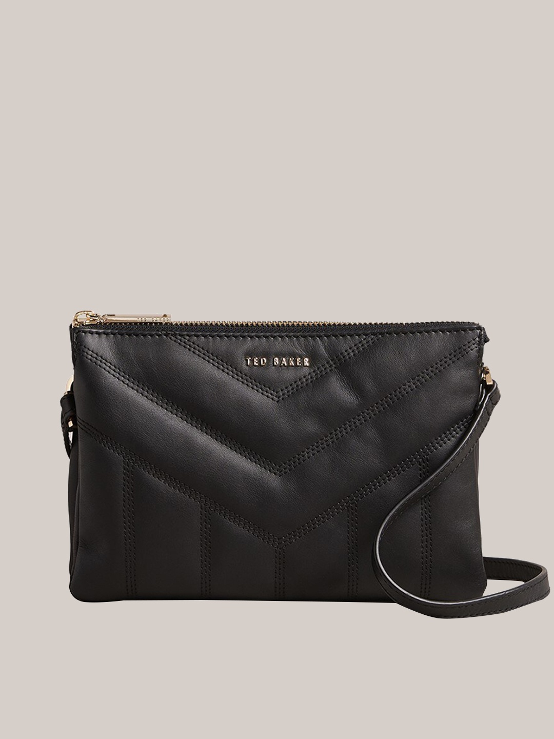 

Ted Baker Textured Cotton Structured Sling Bag with Quilted, Black