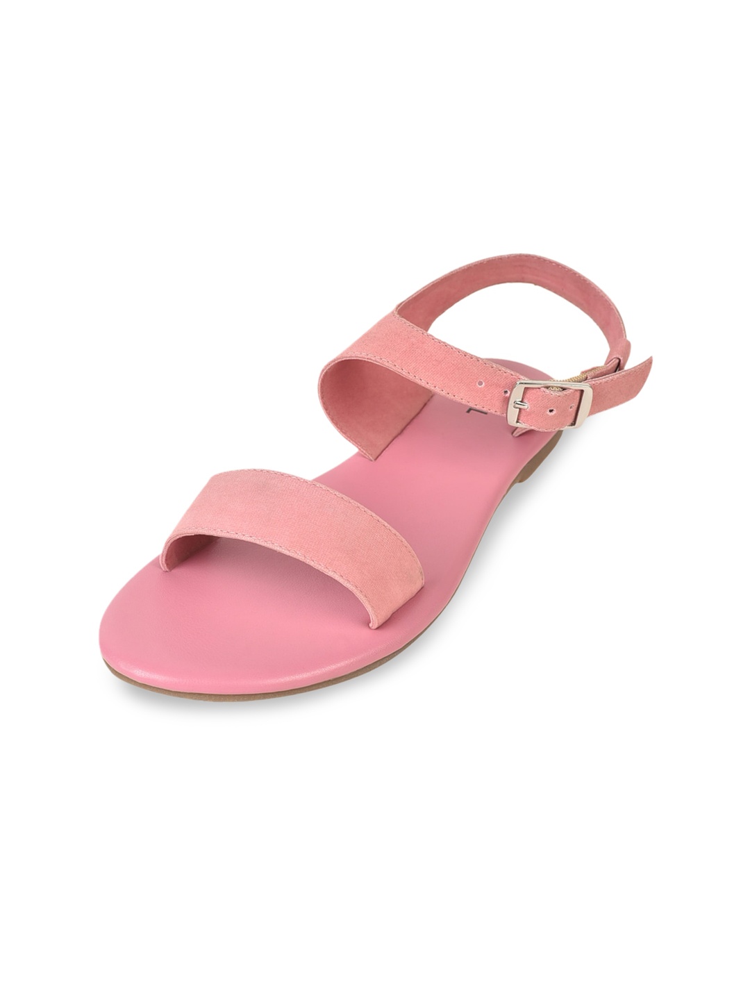 

BEREAL Women Open Toe Flats With Buckles, Pink