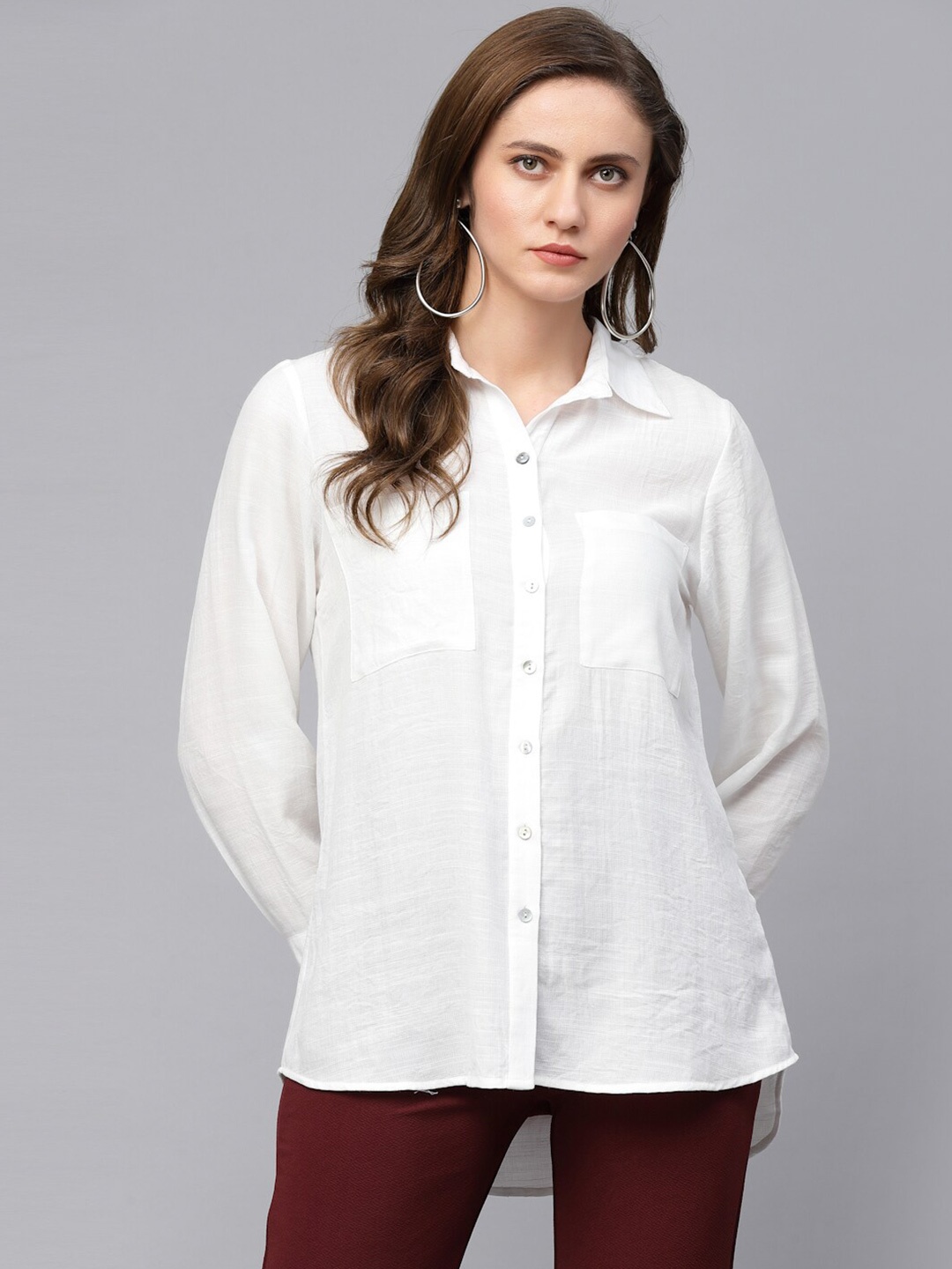 

Gipsy Spread Collar Cotton Casual Shirt, White