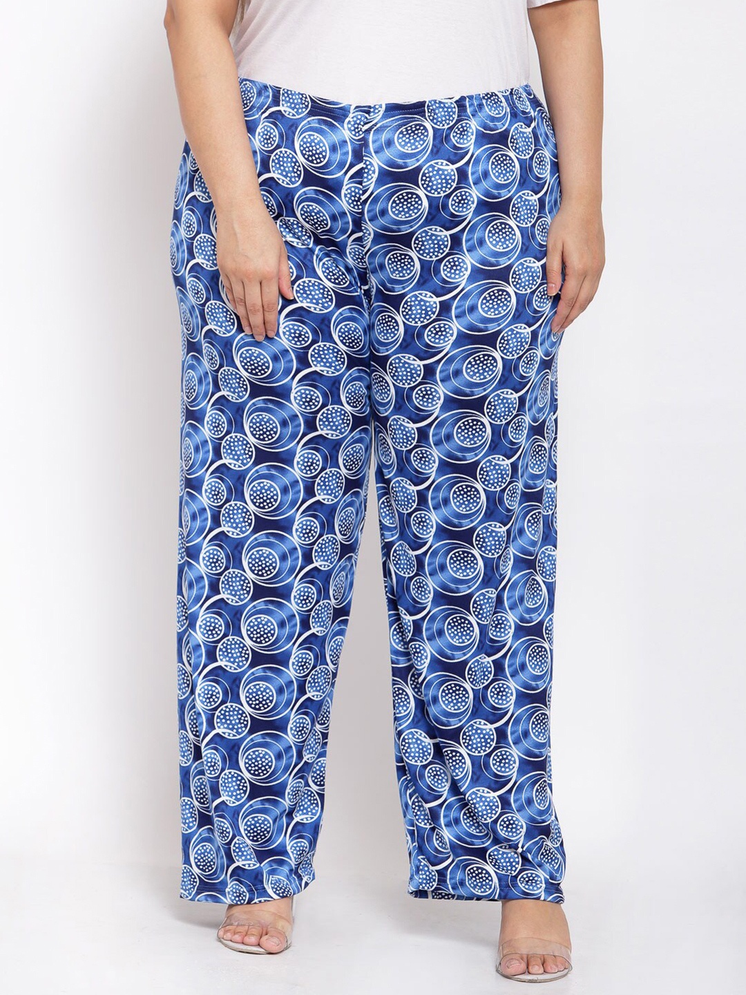 

KLOTTHE Women Abstract Printed Wide Leg Palazzo, Blue