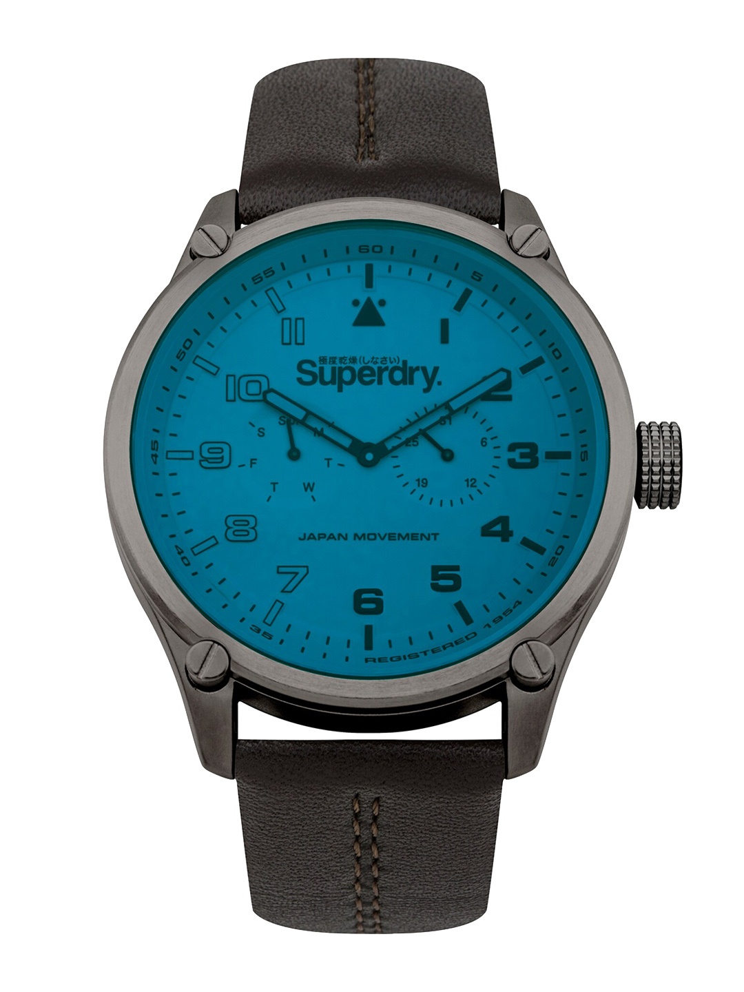 

Superdry Men Round Dial & Leather Straps Analogue Multi Function Watch- SYG208UBR, Blue