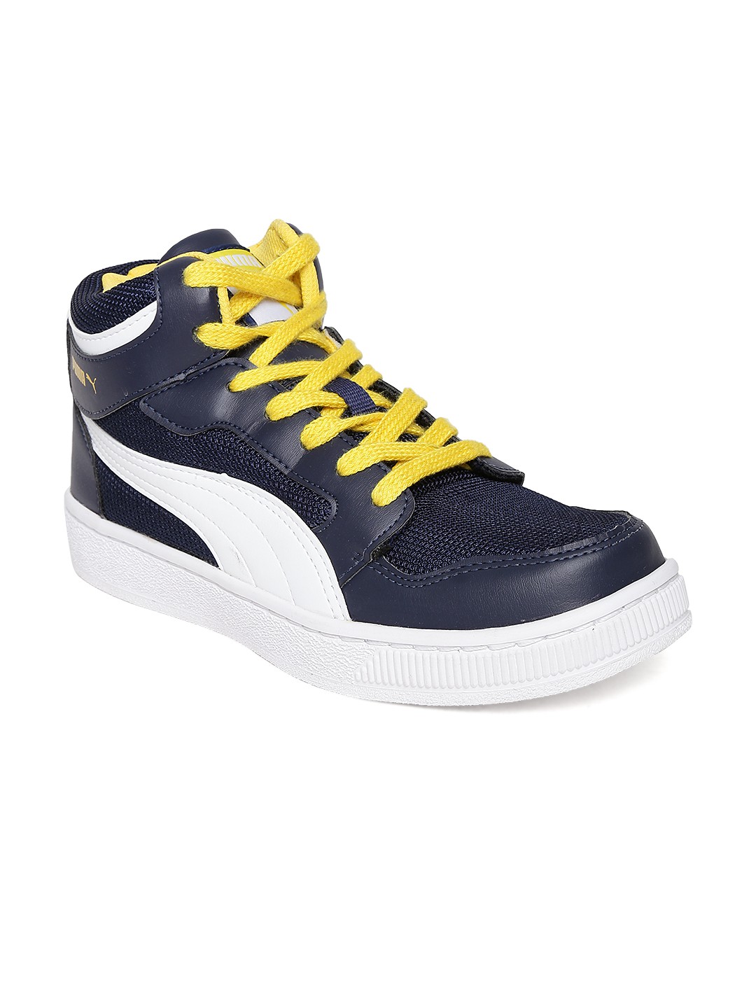 

Puma Men Navy Blue Solid Mesh Mid-Top Sneakers