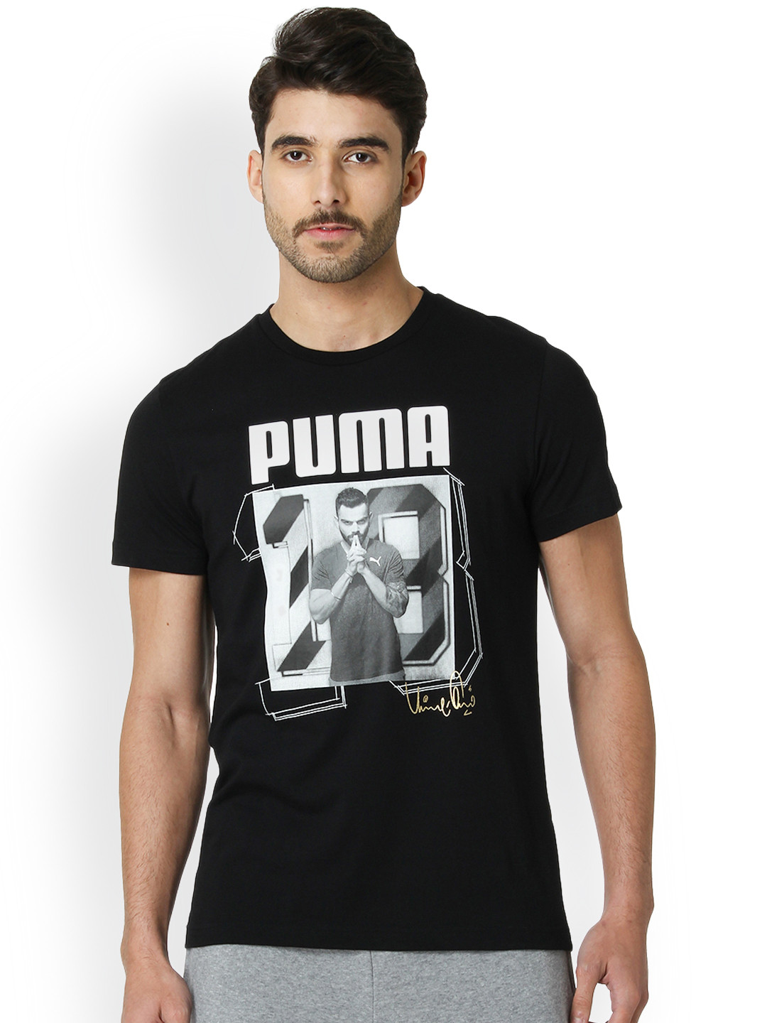 

One8 x PUMA Men Black Printed Round Neck T-shirt