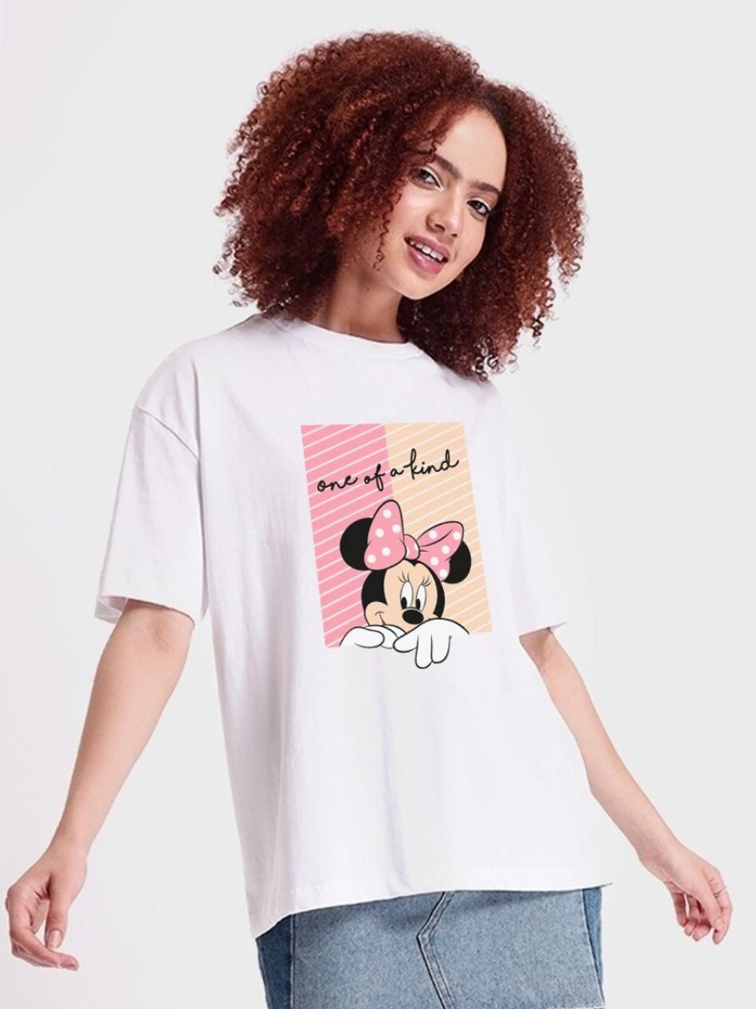 

Bewakoof Minnie Mouse Printed Loose Cotton T-shirt, White