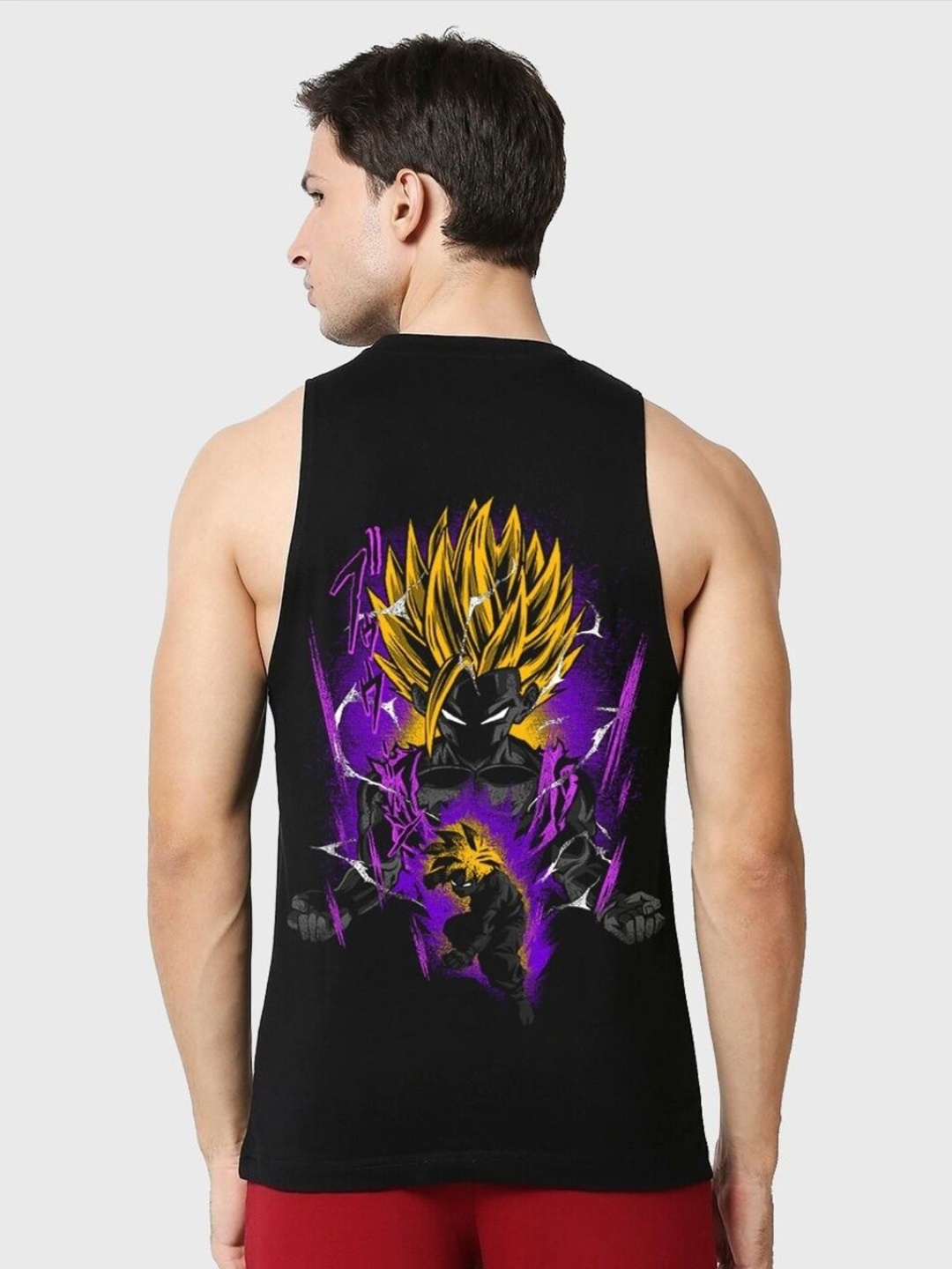 

Bewakoof Gohan Graphic Printed Oversized Vest, Black