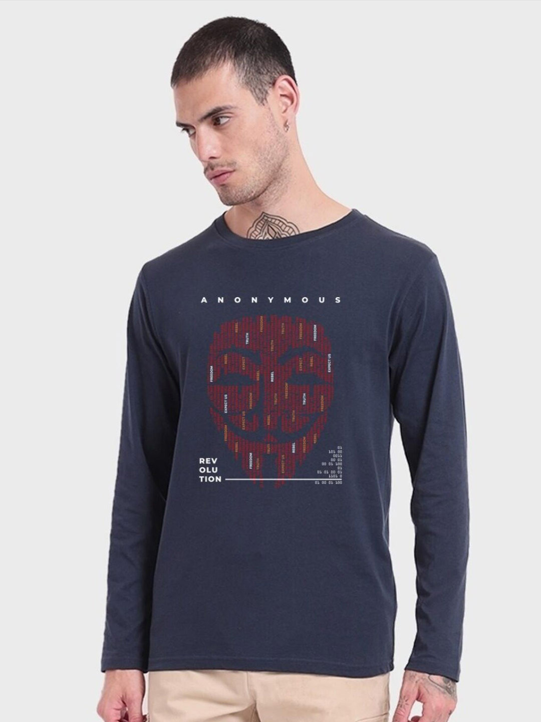 

Bewakoof Anonymous Graphic Printed T-shirt, Blue