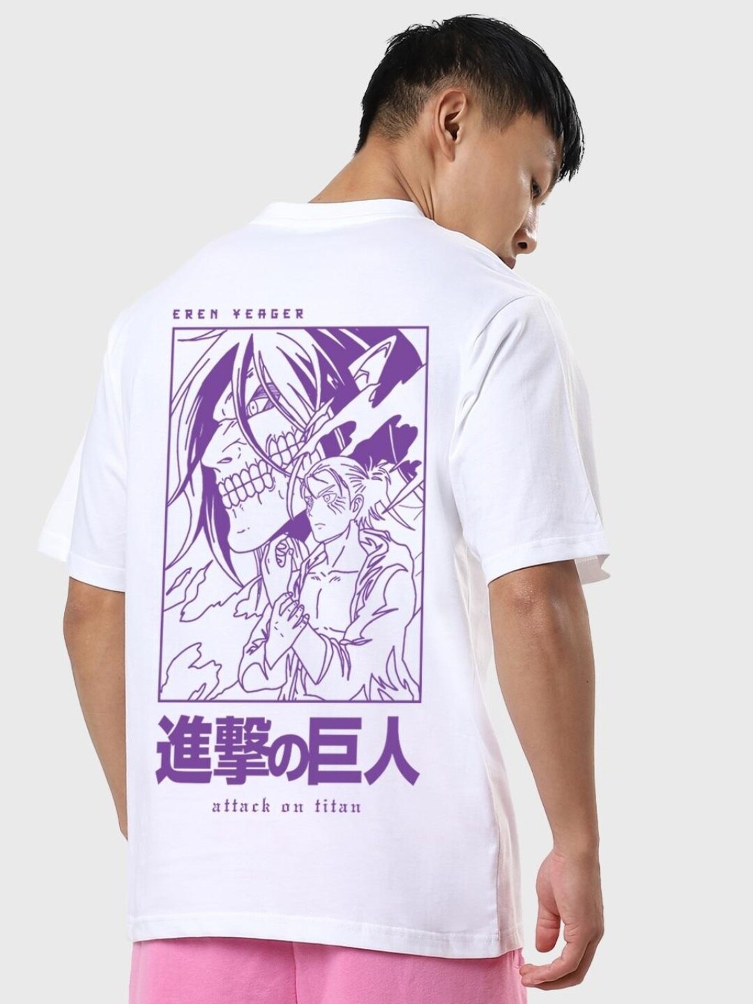 

Bewakoof Men White AOT Founding Titan Graphic Printed Oversized T-shirt