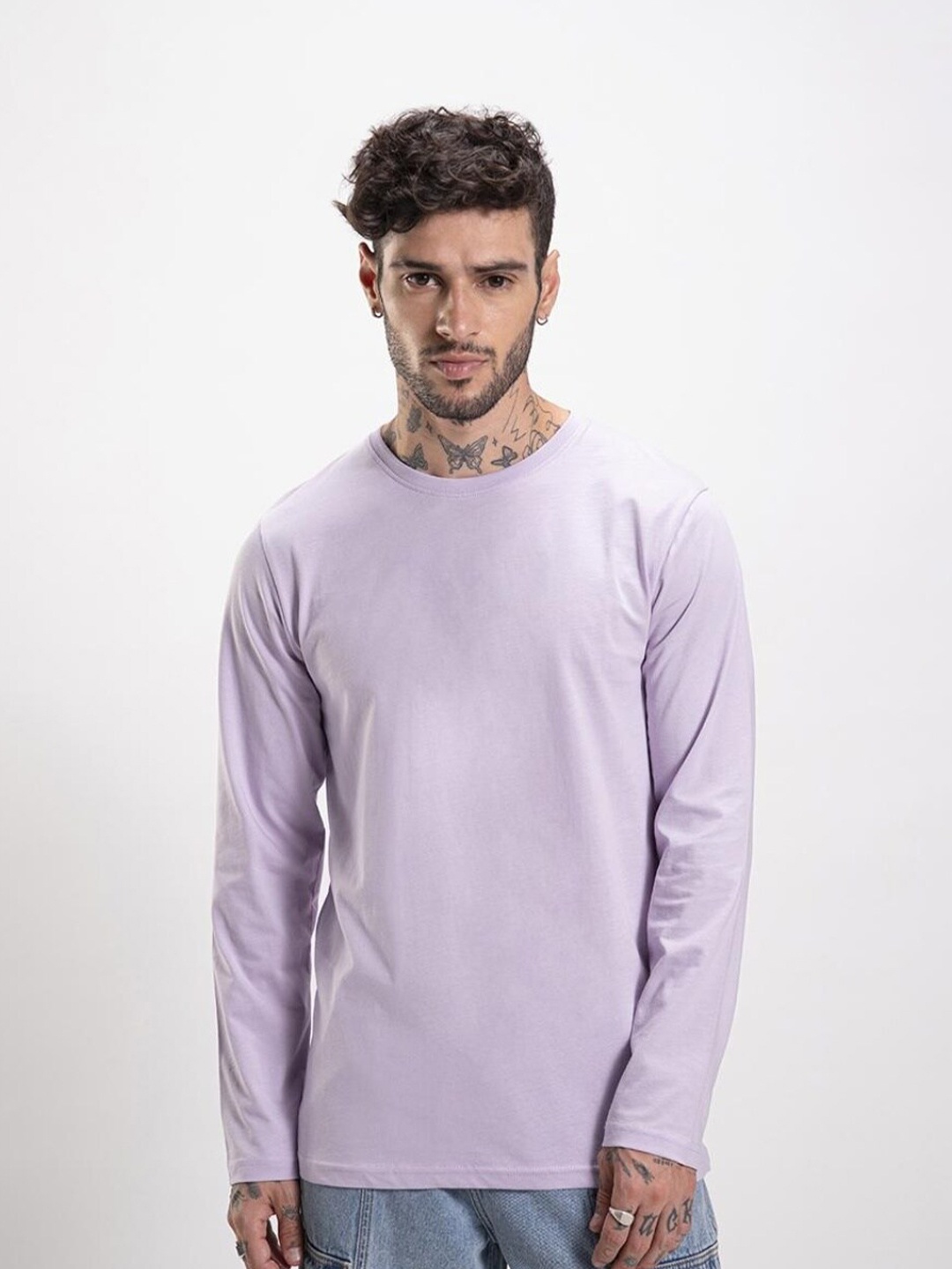 

Bewakoof Long Sleeves Regular Fit Cotton T-shirt, Purple