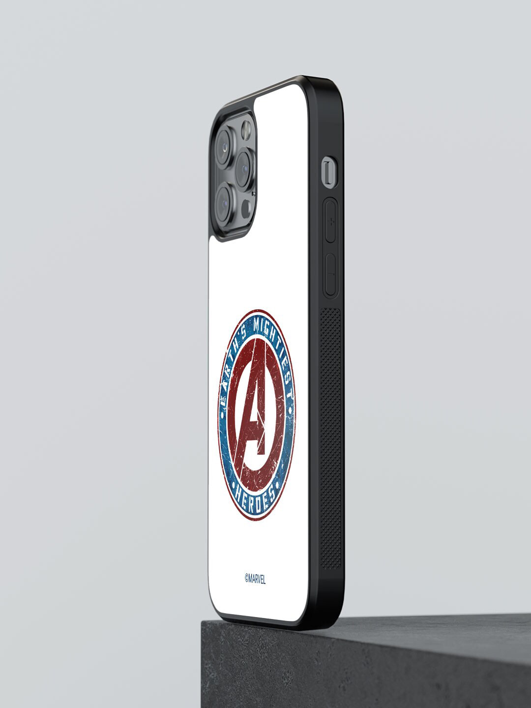 

macmerise Earth's Mightiest Badge Design iPhone 13 Pro Bumper Case, White