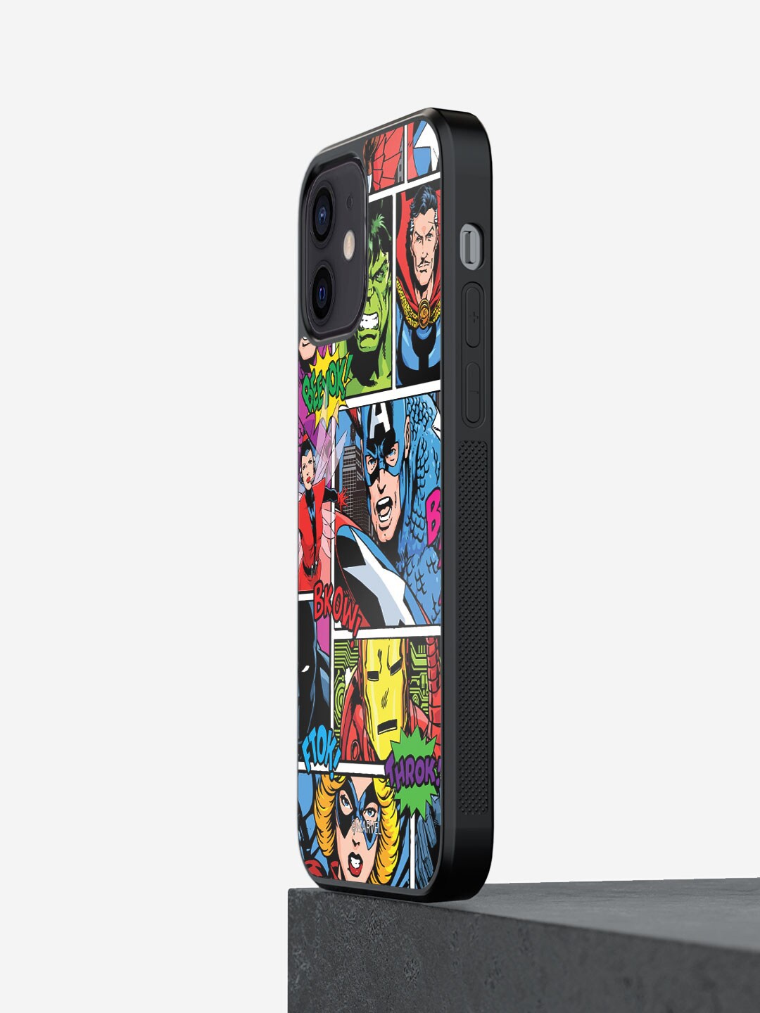 

macmerise Comic Marvel Printed iPhone 12 Mini Bumper Case, Black
