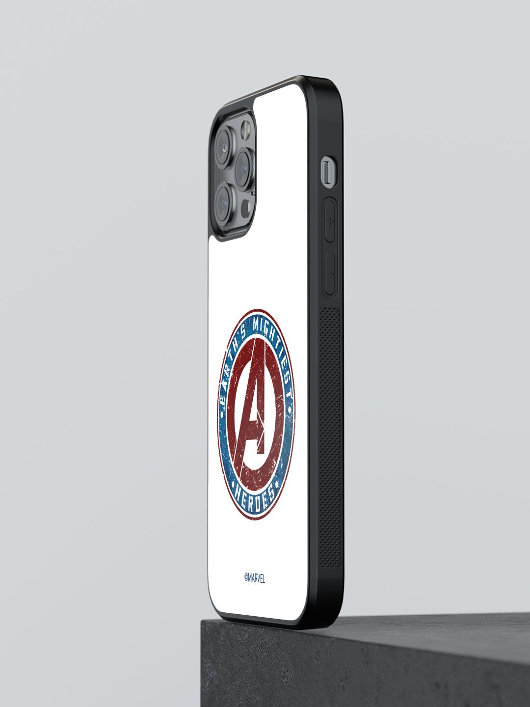 

macmerise Earth's Mightiest Badge Design iPhone 12 Pro Max Bumper Back Case, White