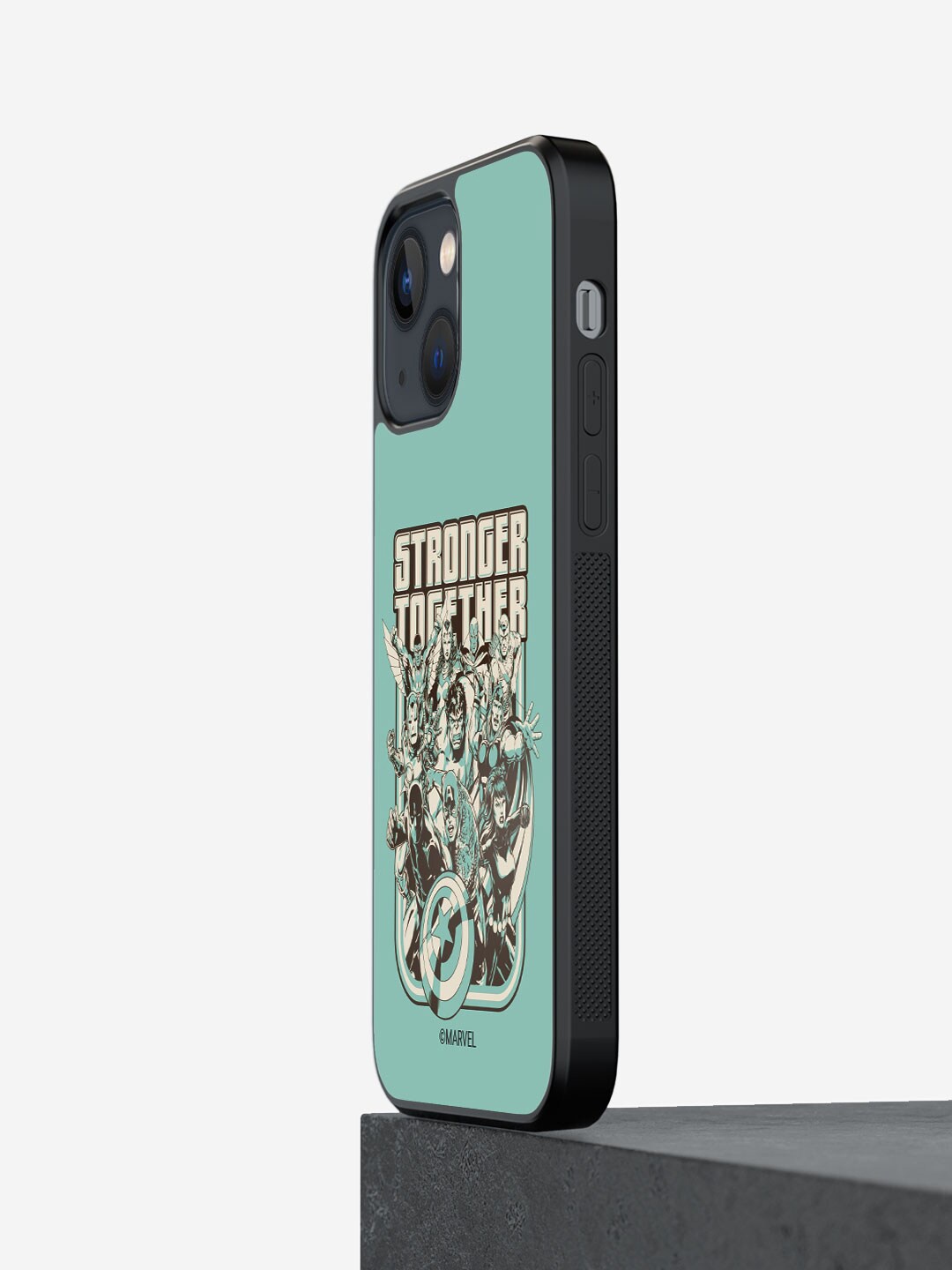 

macmerise Stronger Together Sketch Printed iPhone 13 Mini Phone Bumper Back Cover, Turquoise blue
