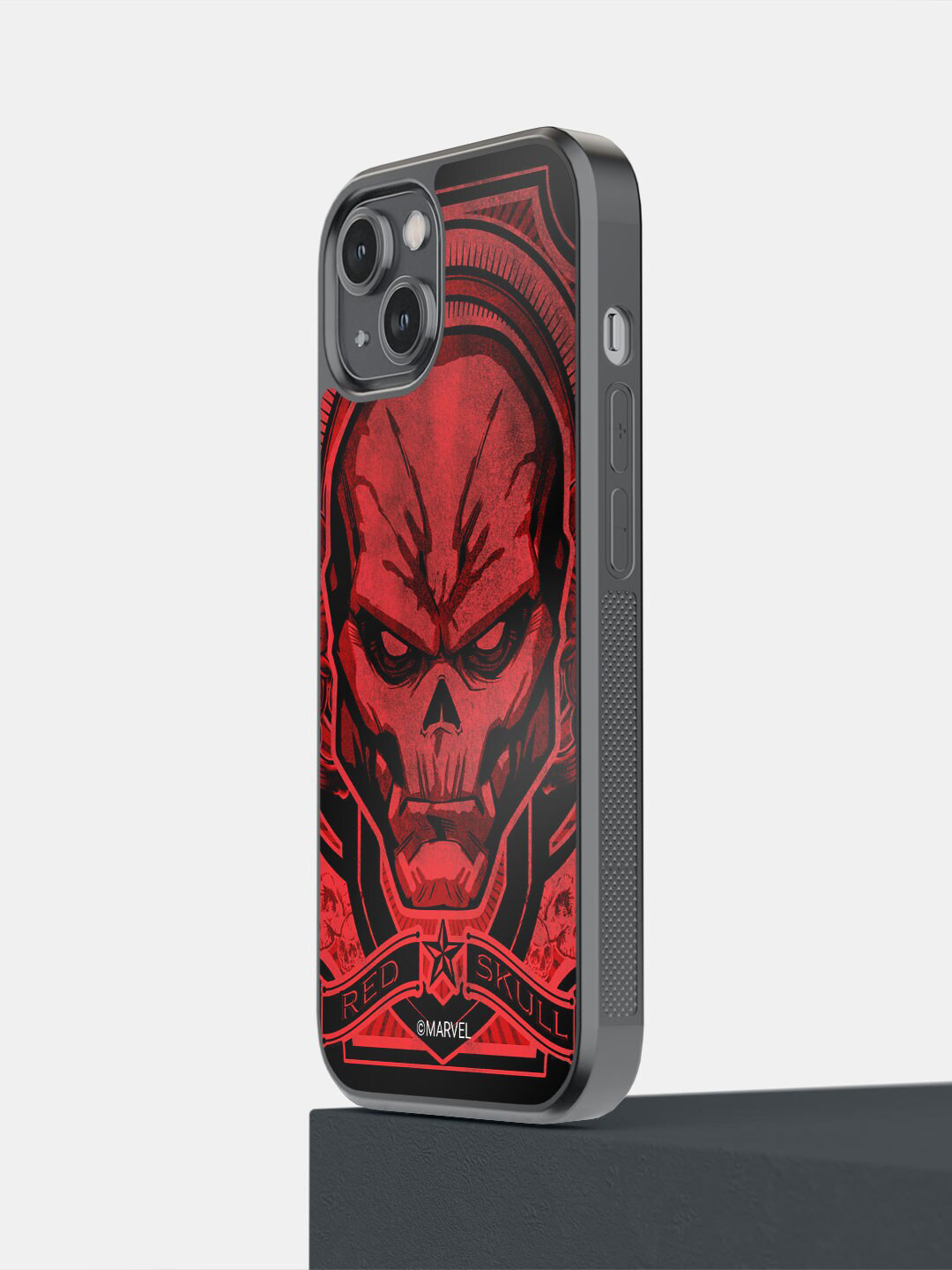 

macmerise Skull Design iPhone 14 Bumper Back Case, Red