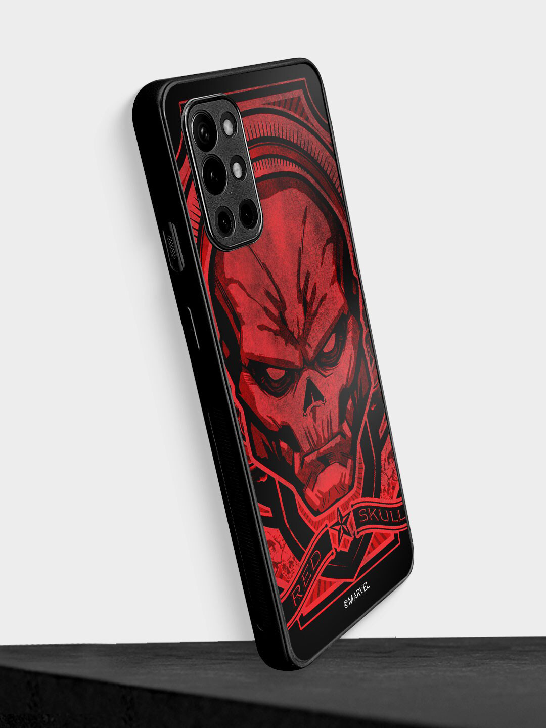 

macmerise Skull Printed OnePlus 9R Phone Bumper Back Cover, Red