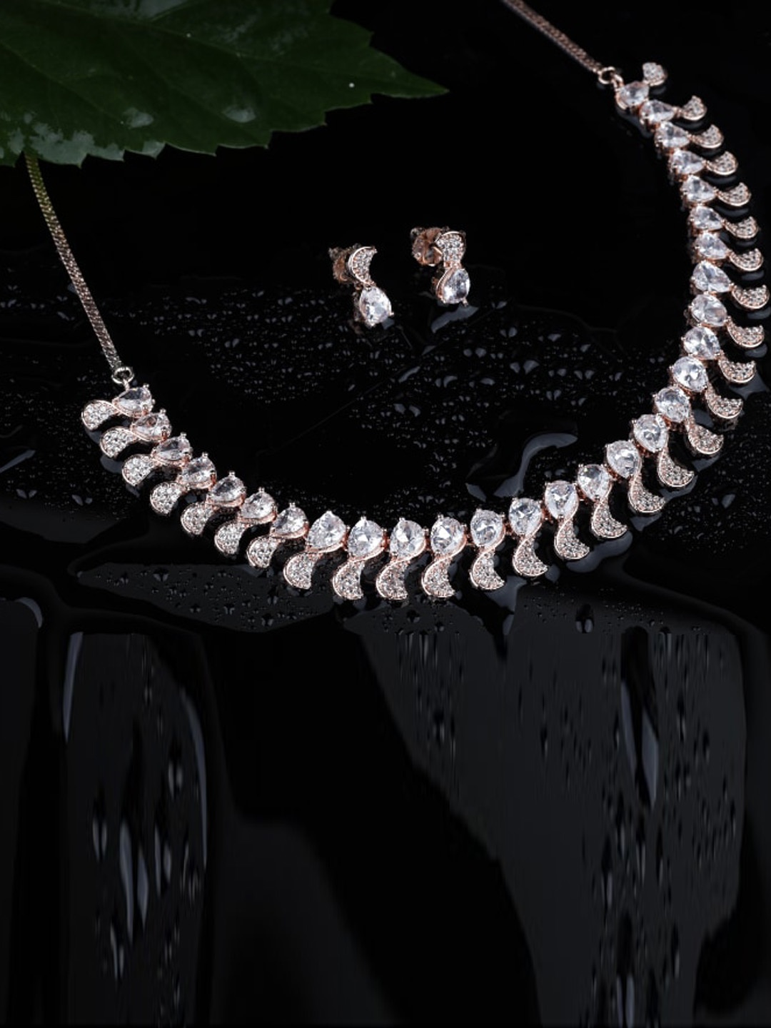 

Kord Store Rose Gold-Plated AD Studded Jewellery Set