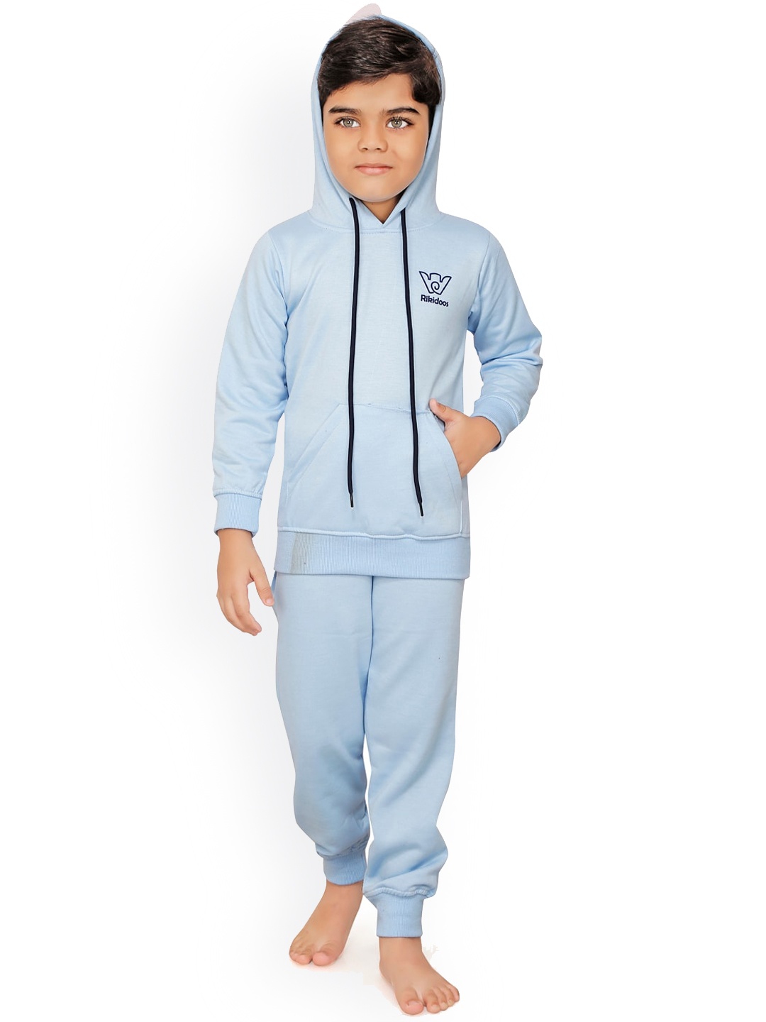 

RIKIDOOS Boys Cotton Hooded Long Sleeves Sweatshirt & Jogger, Blue