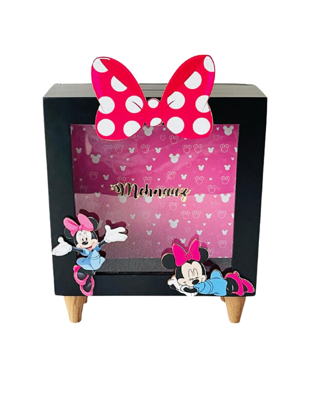 

Little Surprise Box LLP Pink & Black Minnie Magic Design Piggy Bank