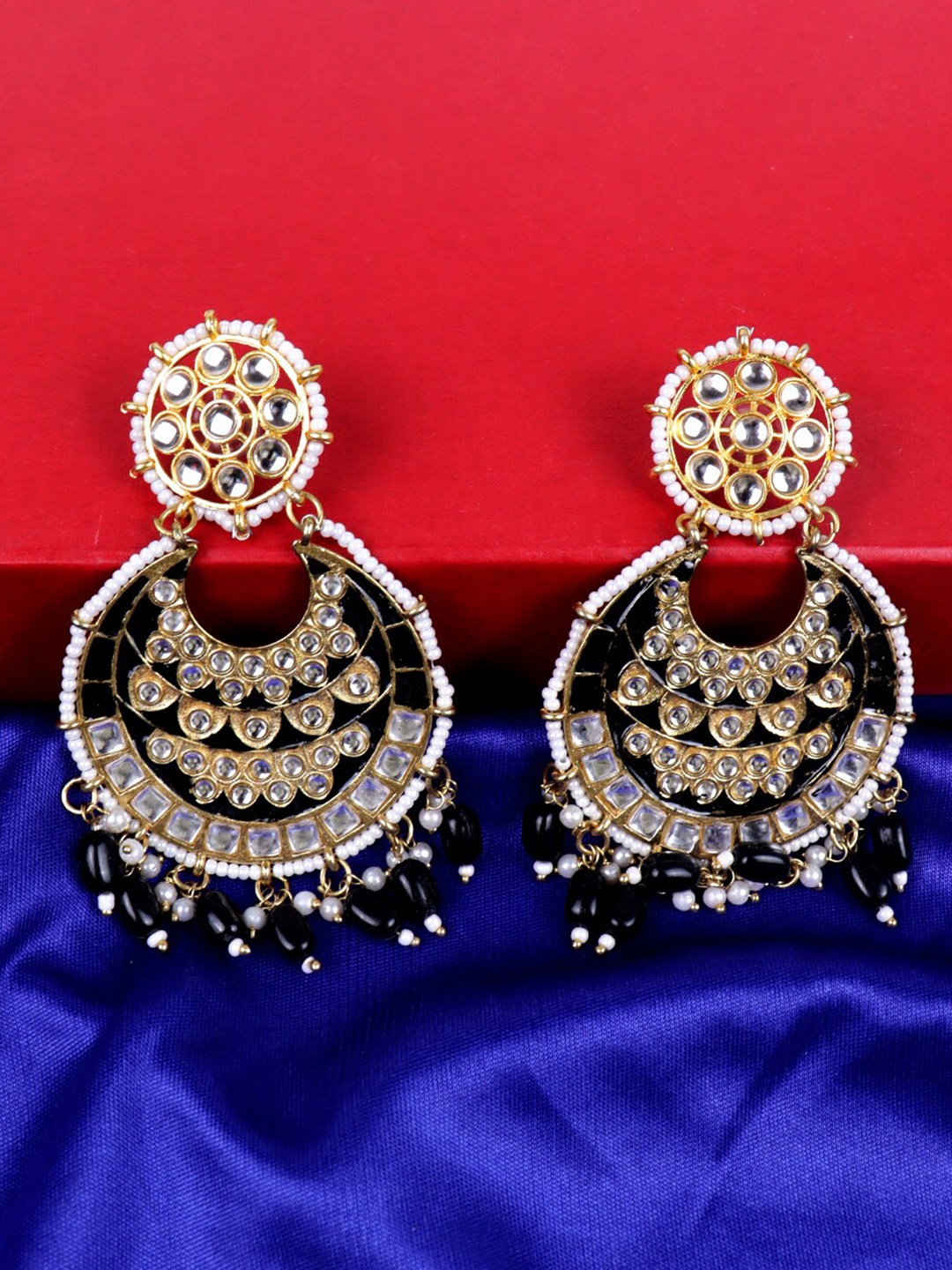 

Krelin Gold Plated Contemporary Kundan Studded Chandbali Earrings