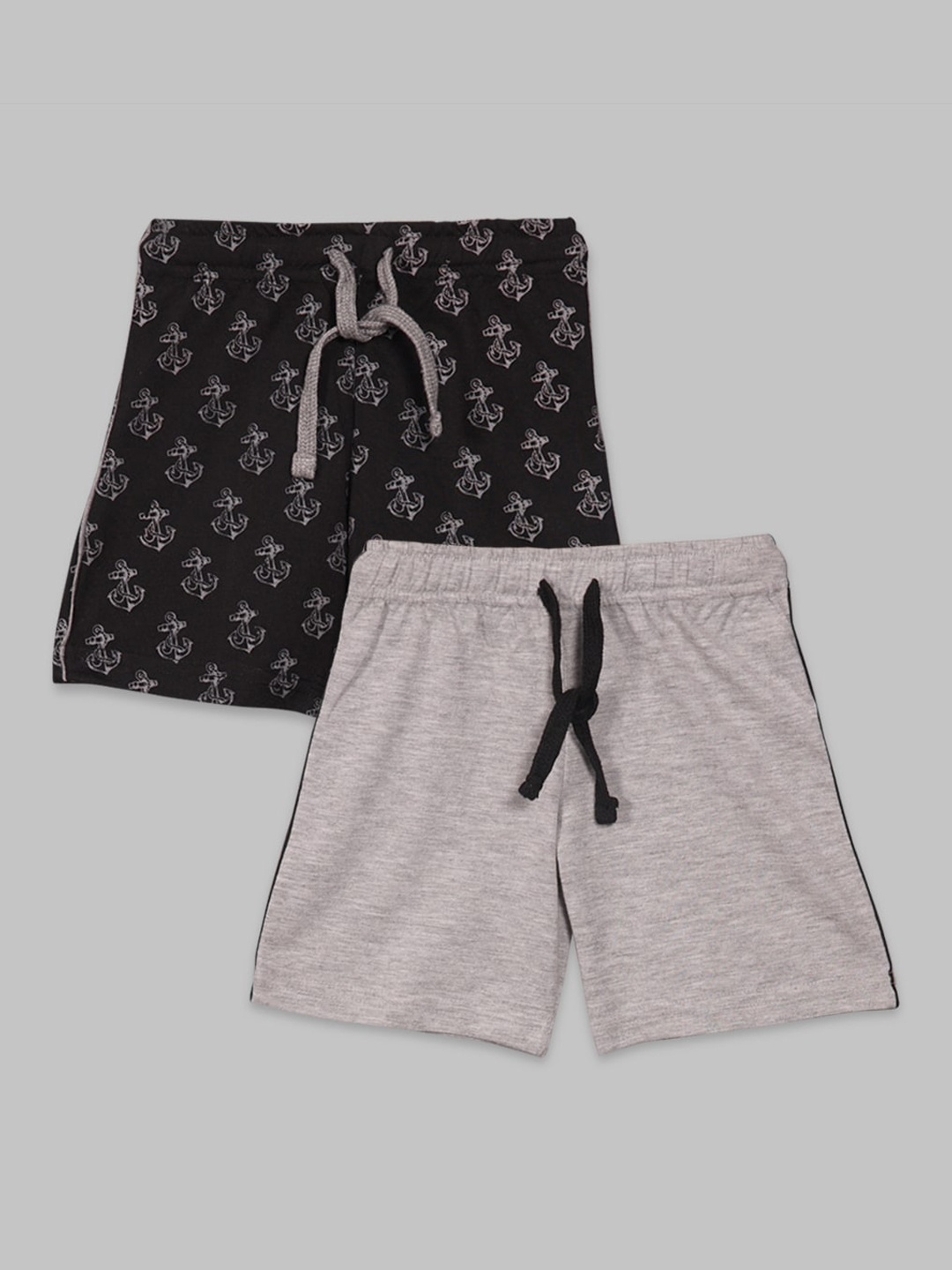 

RIKIDOOS Boys Pack Of 2 Printed Cotton Regular Shorts, Black