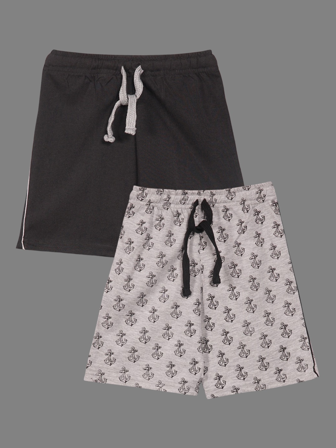

RIKIDOOS Boys Pack Of 2 Printed Cotton Regular Shorts, Black