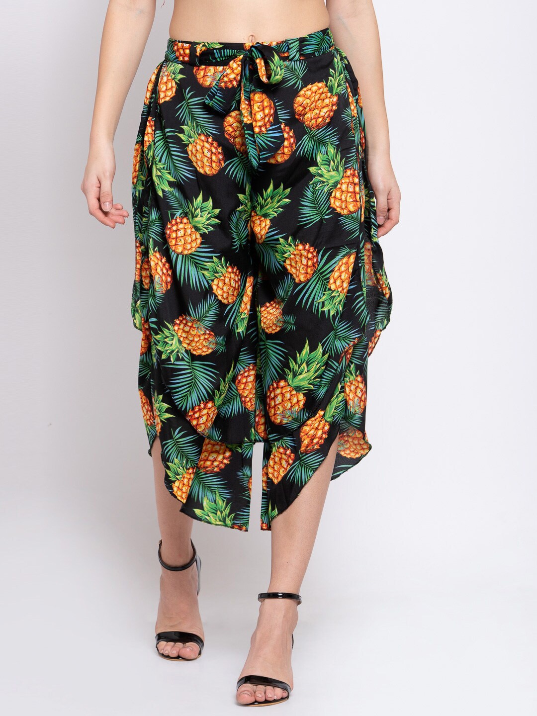 

KLOTTHE Women Abstract Printed Flared Cropped Palazzo, Green