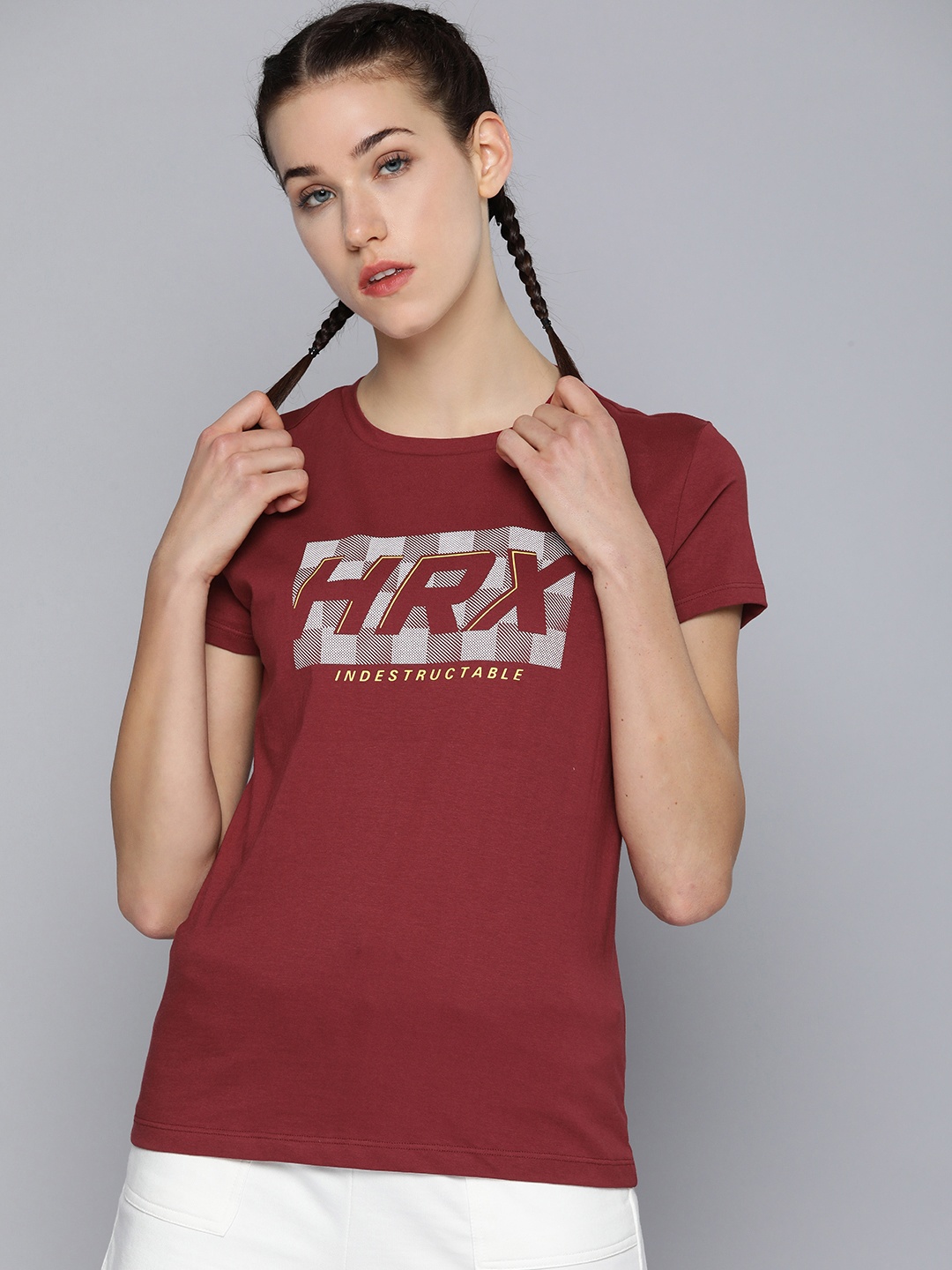 

HRX by Hrithik Roshan Brand Logo Printed Pure Cotton T-shirt, Brown