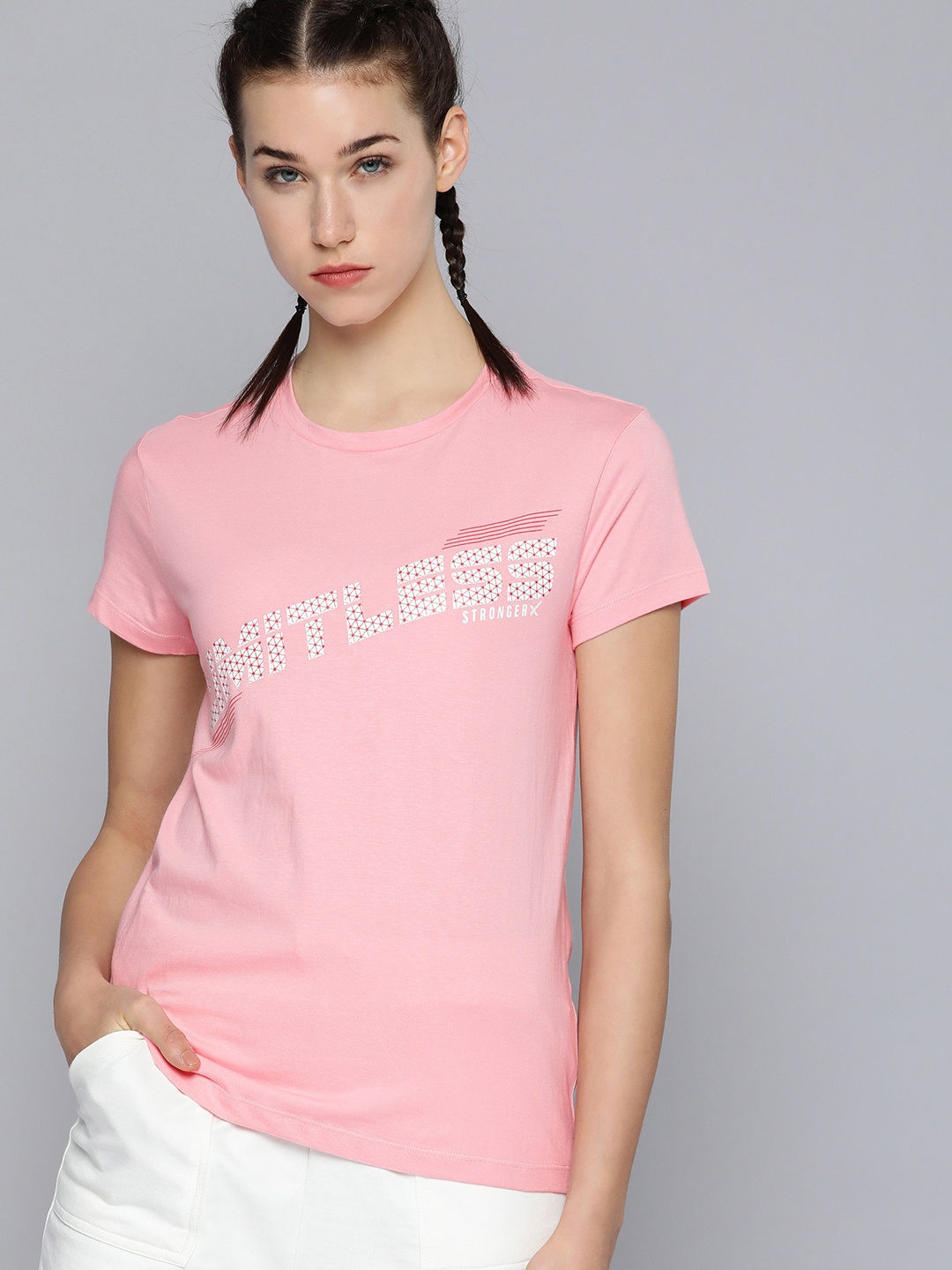 

HRX by Hrithik Roshan Typography Printed Cotton T-shirt, Pink