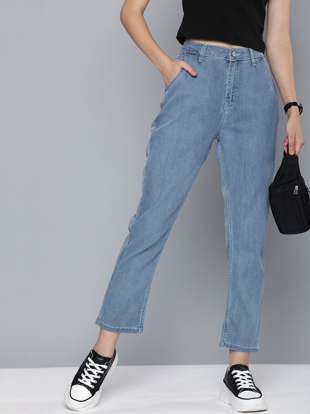 

Harvard Women Straight Fit High-Rise Cropped Jeans, Blue