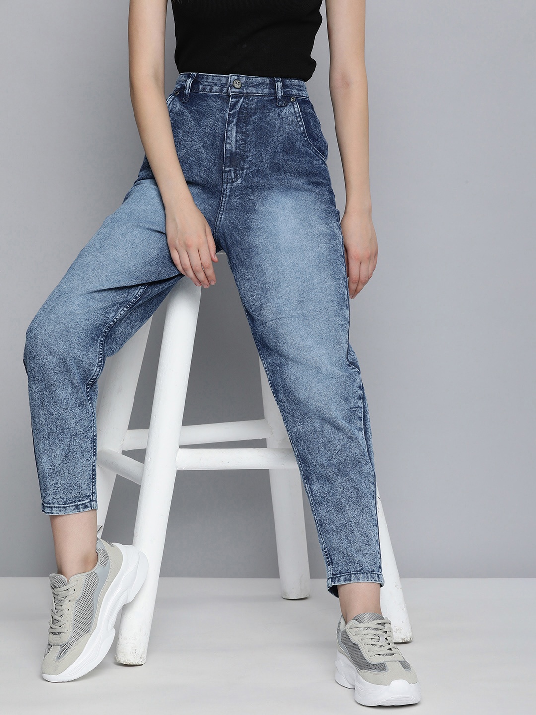 

Harvard Women Relaxed Fit Heavy Fade Acid Wash Jeans, Blue