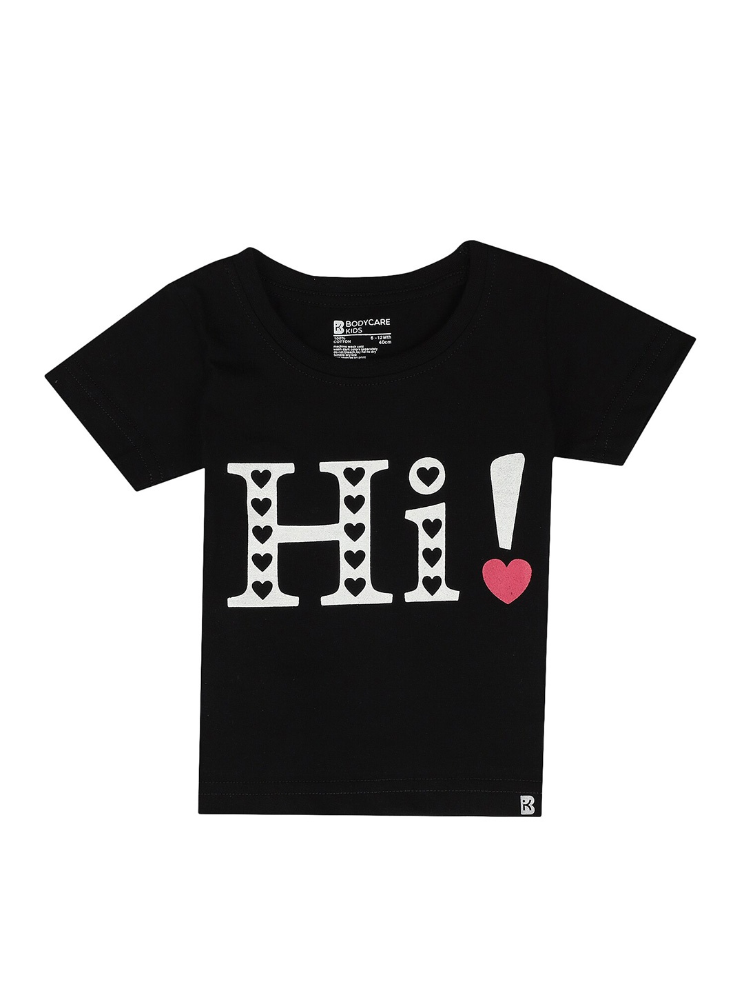 

Bodycare Kids Girls Typography Printed Cotton T-shirt, Black