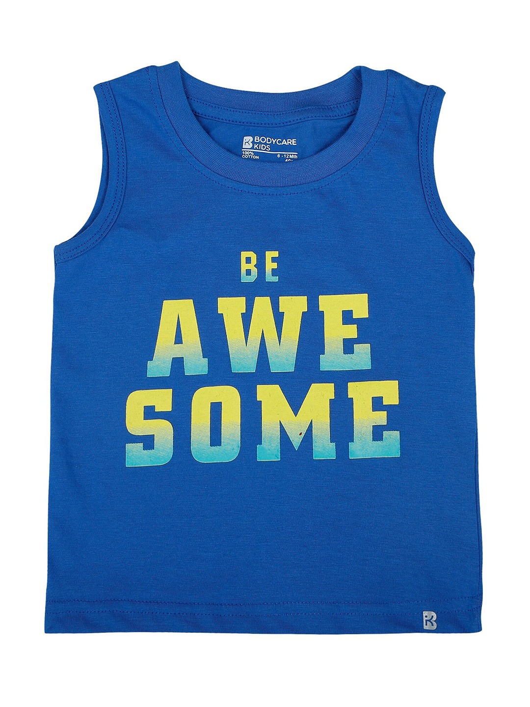 

Bodycare Kids Boys Typography Printed Sleeveless Anti Viral Protection Cotton T-shirt, Blue