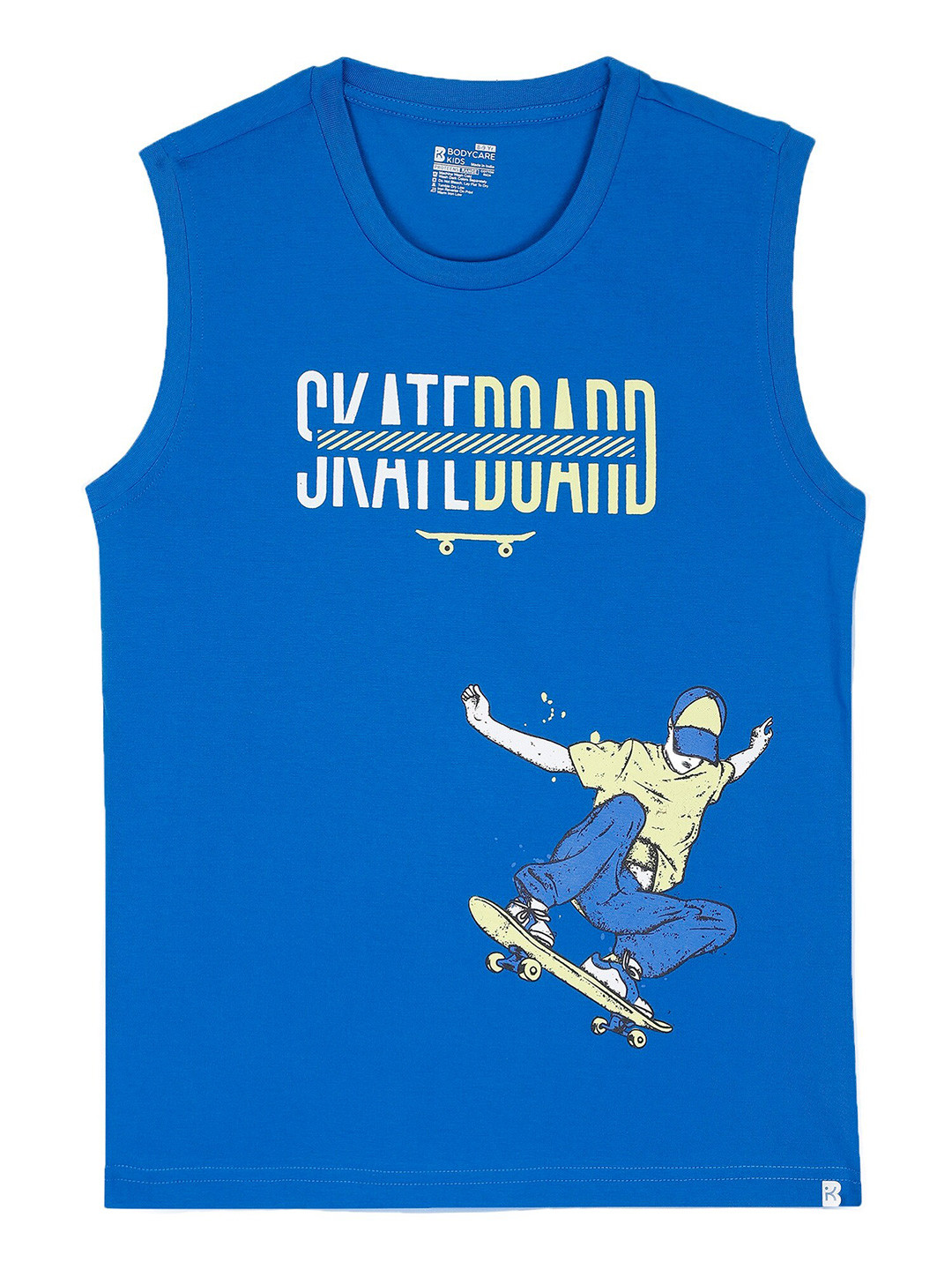 

Bodycare Kids Boys Humour And Comic Printed Sleeveless Cotton T-shirt, Blue